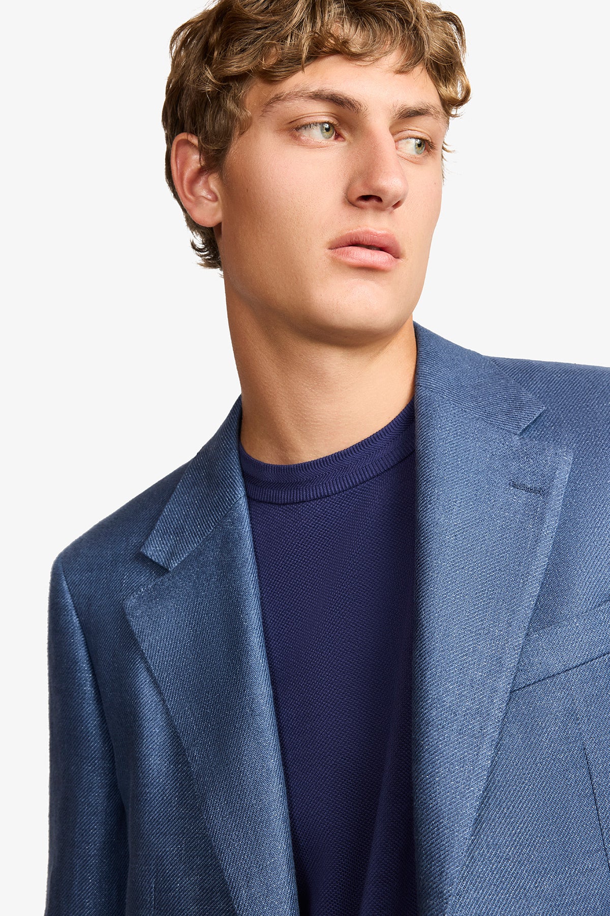 Archer blazer - Linen twill in blue with flax effect - Image 12