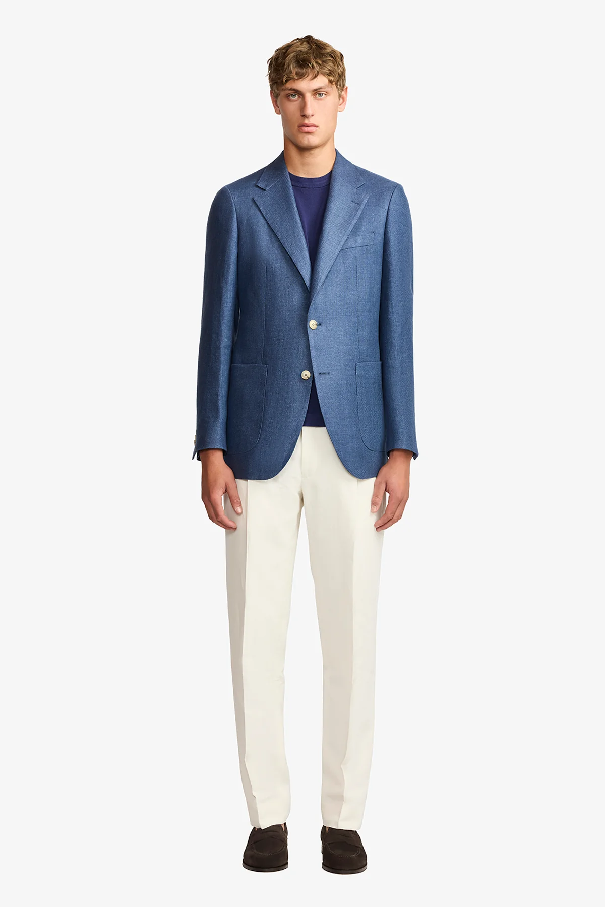 Archer blazer - Linen twill in blue with flax effect - Image 2