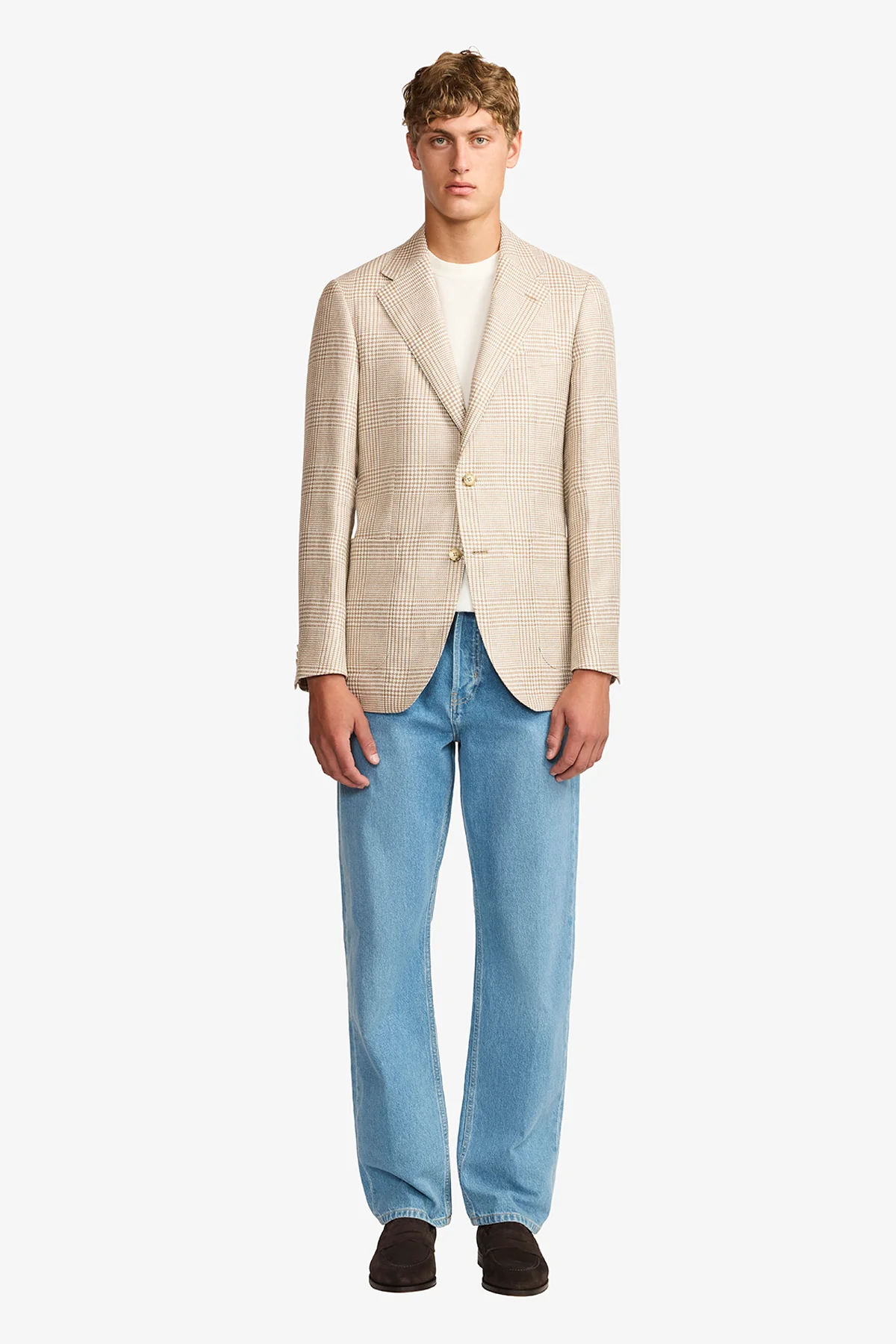 Archer blazer -Wool/linen brown heritage check - Image 2