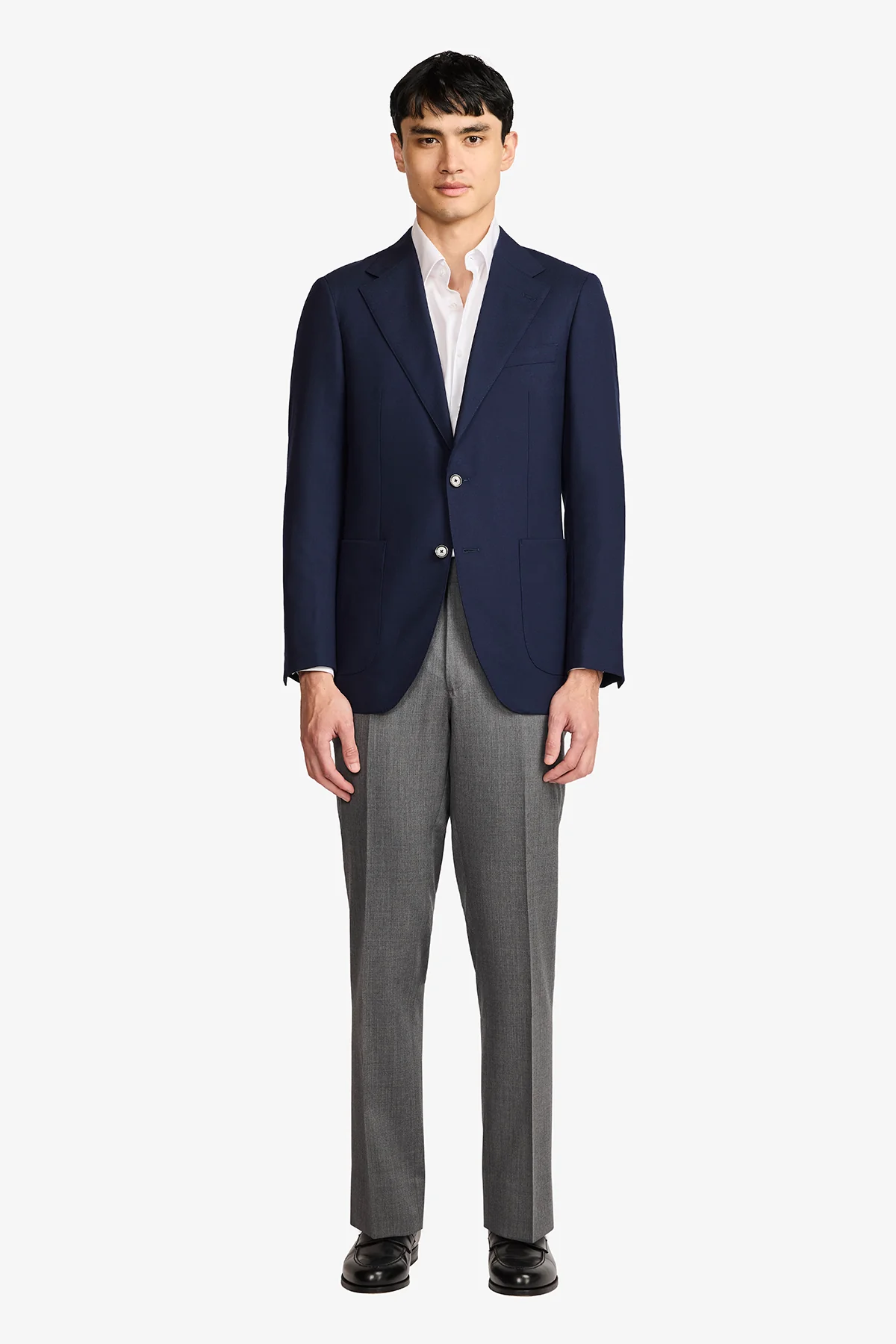 Archer Hand Made Blazer - Wool In Navy Blue Self Design - Image 2