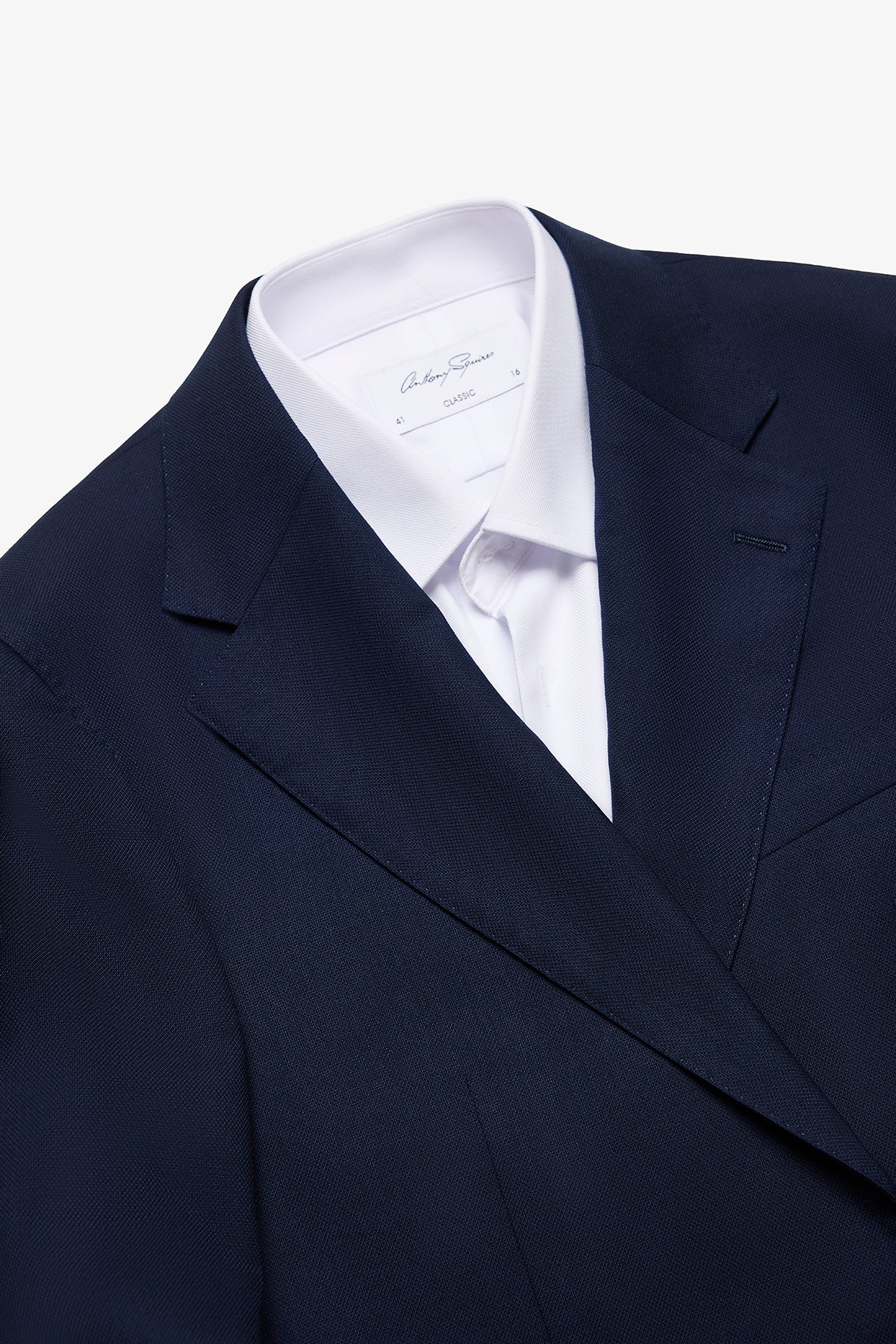 Archer Hand Made Blazer - Wool In Navy Blue Self Design - Image 3