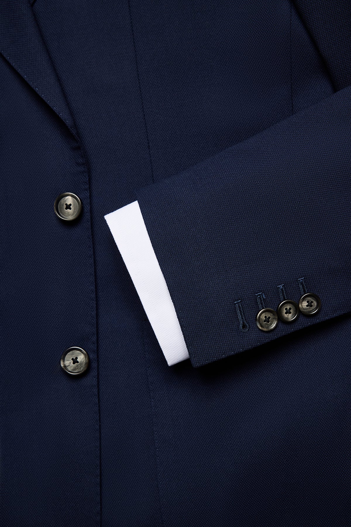 Archer Hand Made Blazer - Wool In Navy Blue Self Design - Image 4
