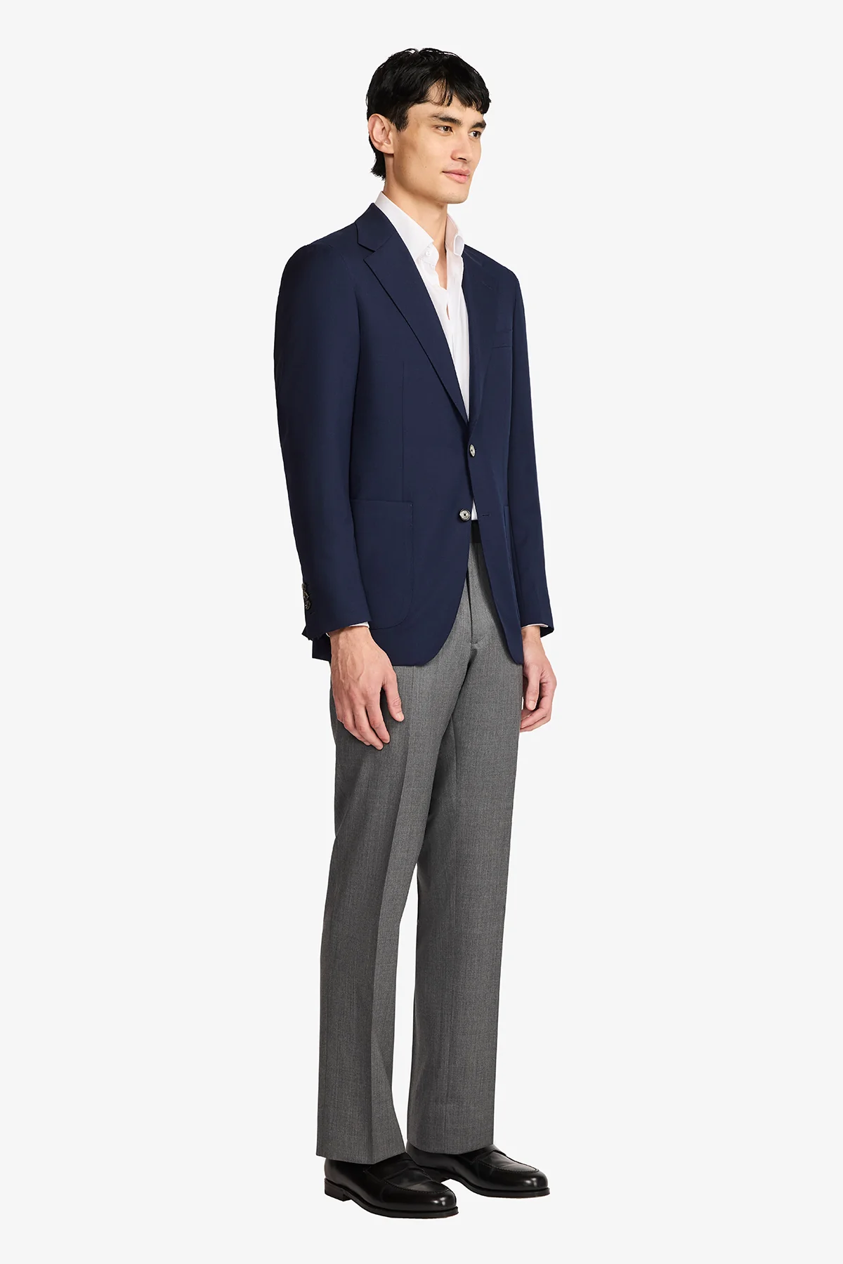 Archer Hand Made Blazer - Wool In Navy Blue Self Design - Image 6