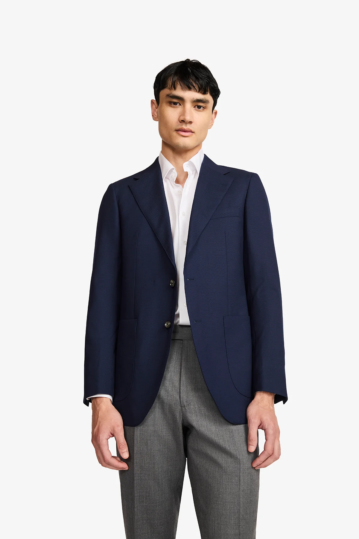 Archer Hand Made Blazer - Wool In Navy Blue Self Design - Image 8