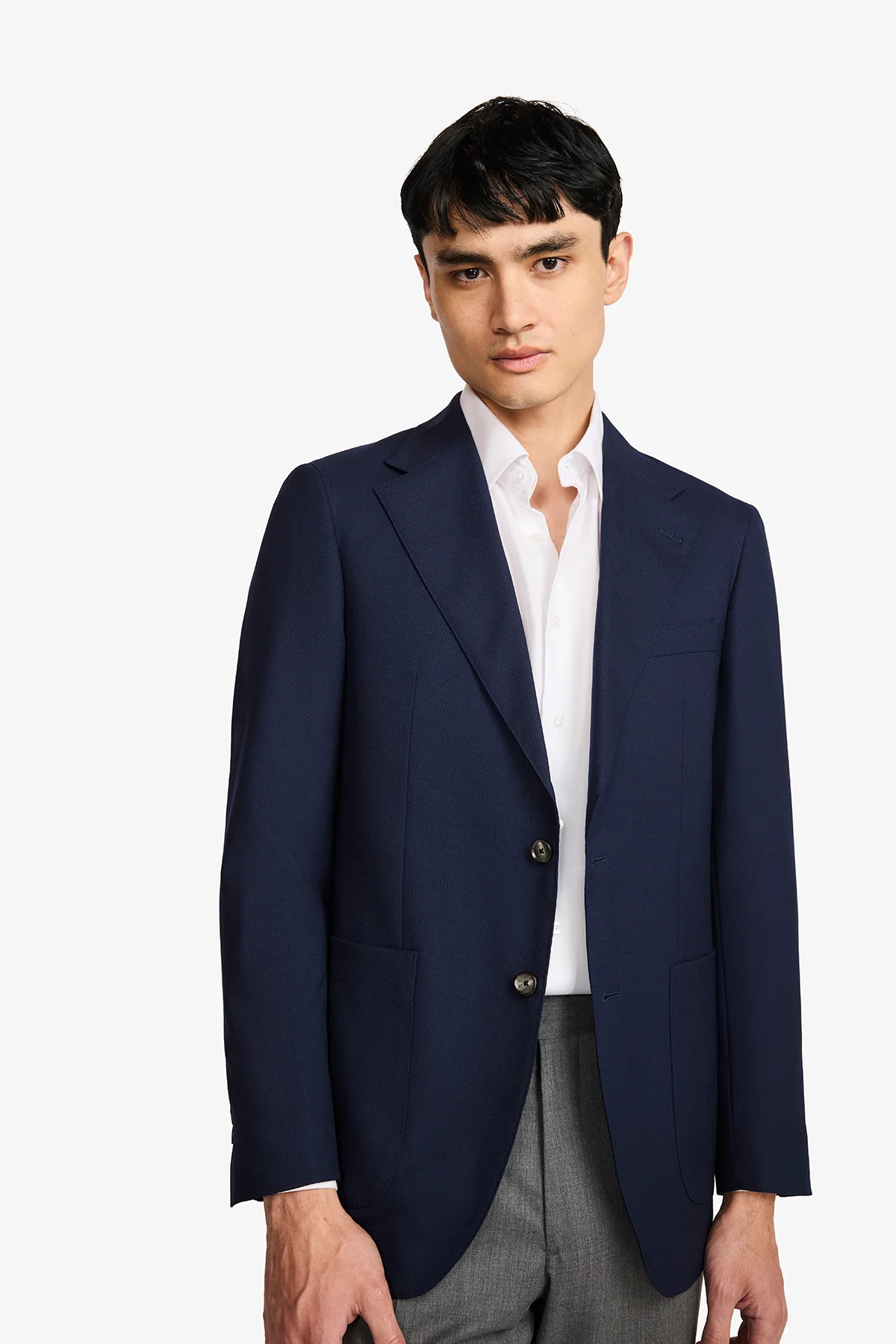 Archer Hand Made Blazer - Wool In Navy Blue Self Design - Image 9
