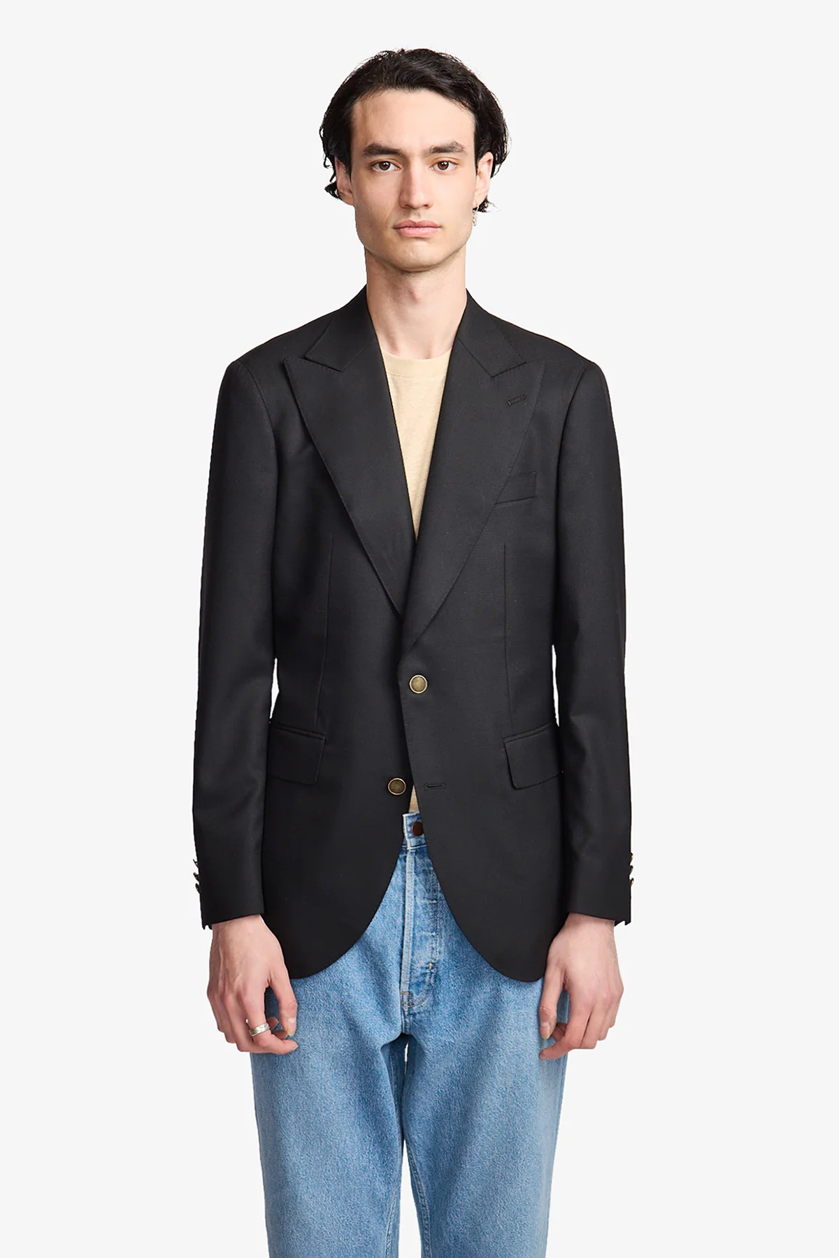 Arlo blazer in Super 110's self design in black - Image 7