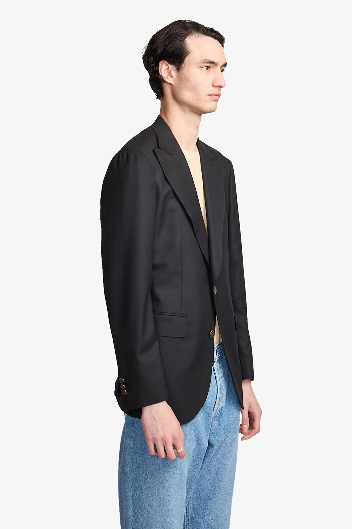 Arlo blazer in Super 110's self design in black - Image 8