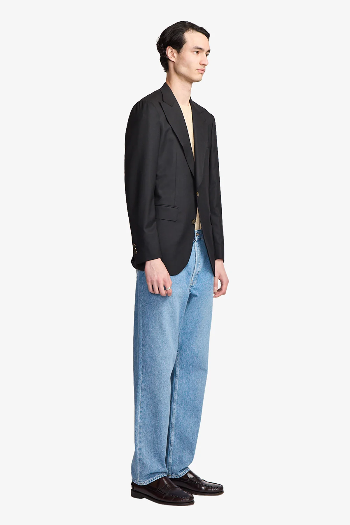 Arlo blazer in Super 110's self design in black - Image 9