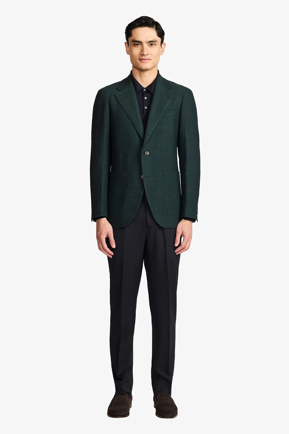 Arthur Blazer - Wool/Elastane In Dark Green Herringbone - Image 2