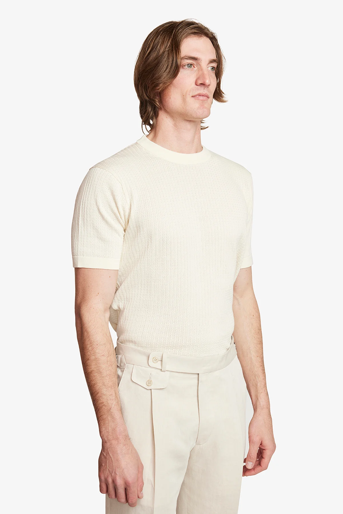 Braided Knit Tee - Cream - Image 4