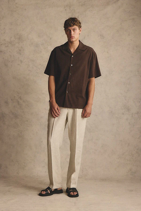 Brown seersucker S/S shirt - Image 9