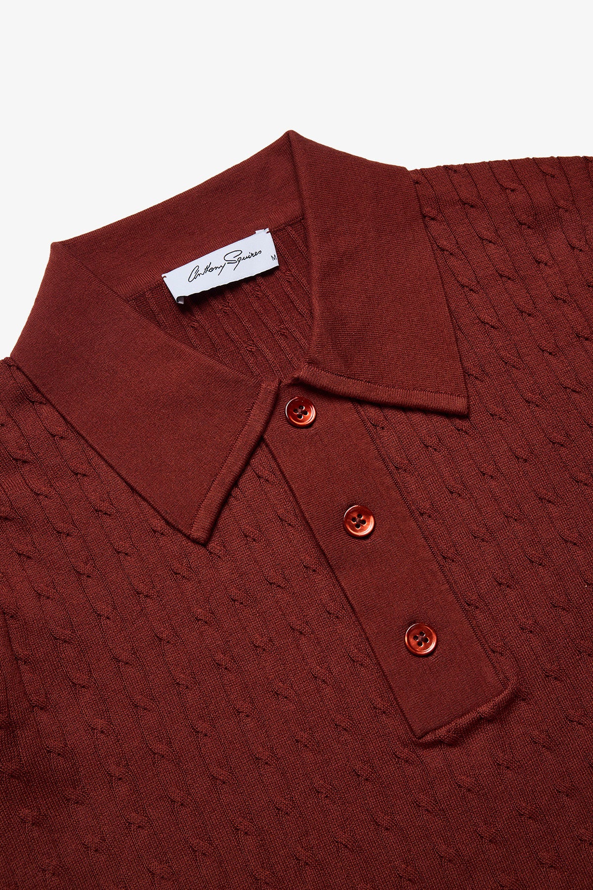 Evan burgundy knitted cable Polo - Image 3