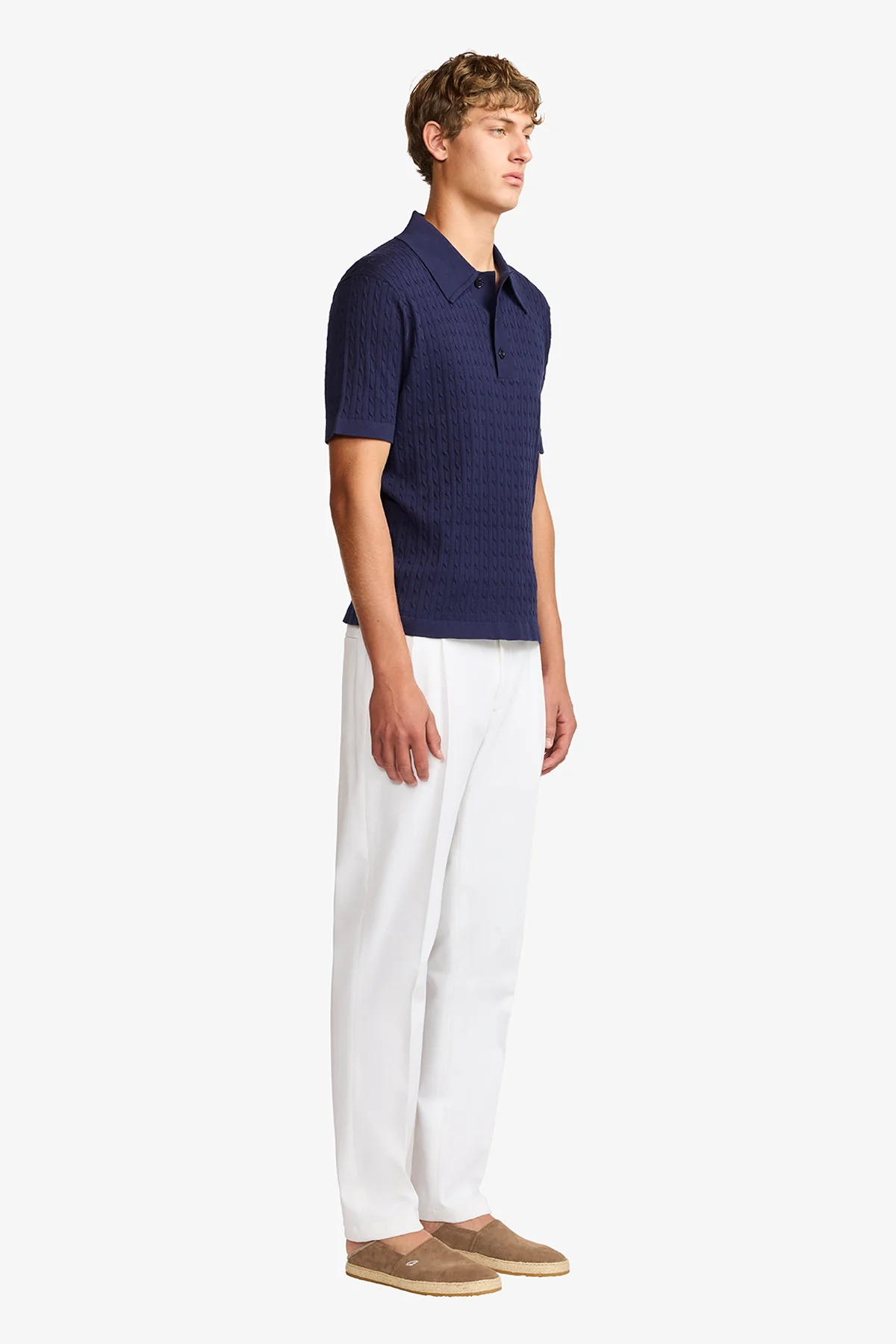Evan navy knitted cable Polo - Image 5