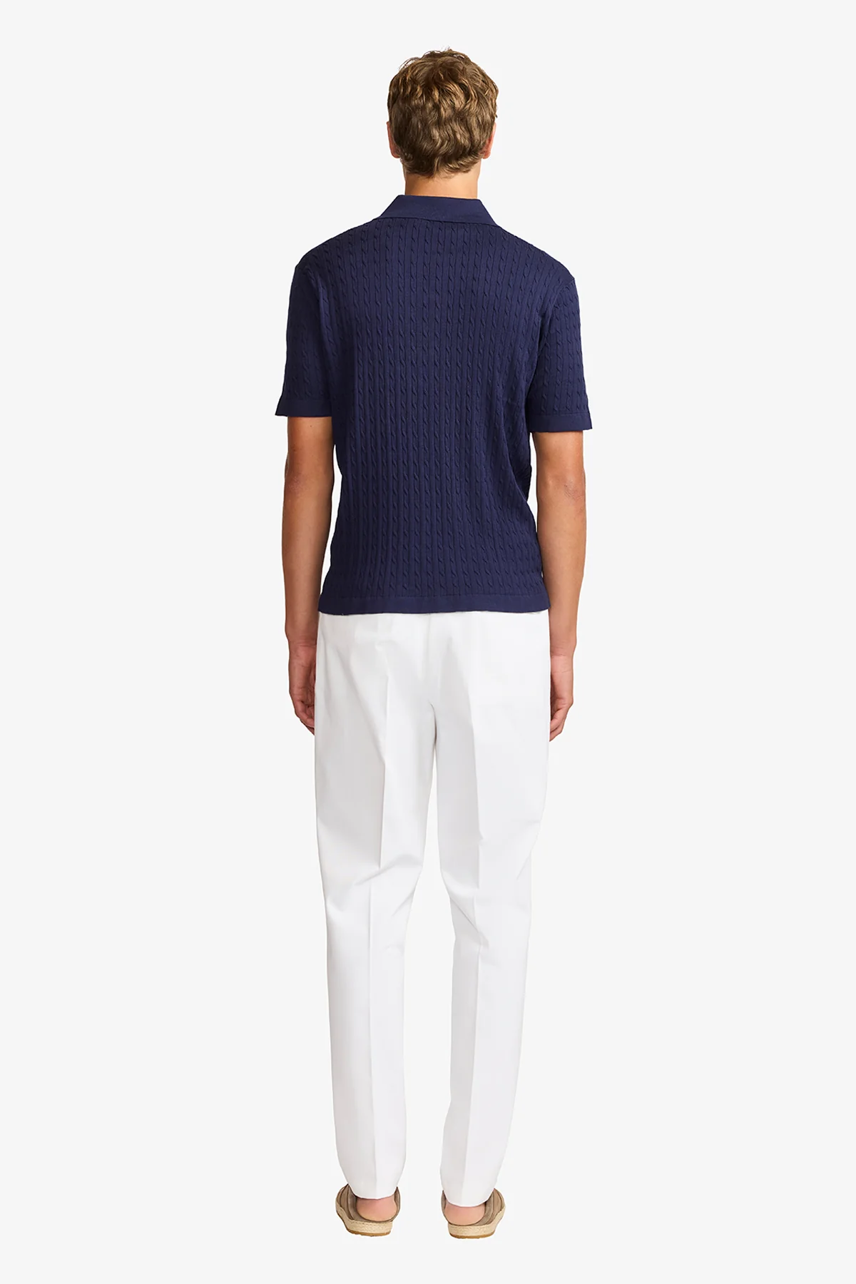 Evan navy knitted cable Polo - Image 6