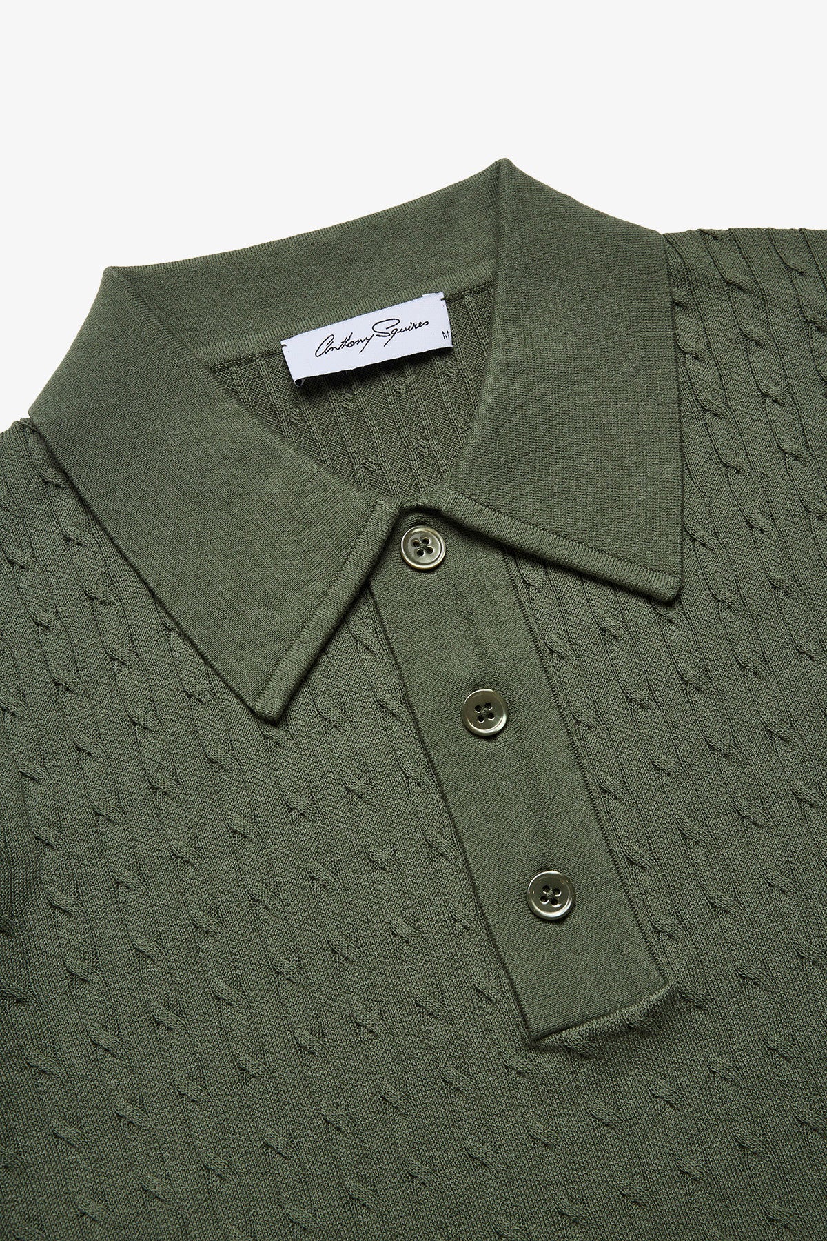 Evan olive knitted cable Polo - Image 3
