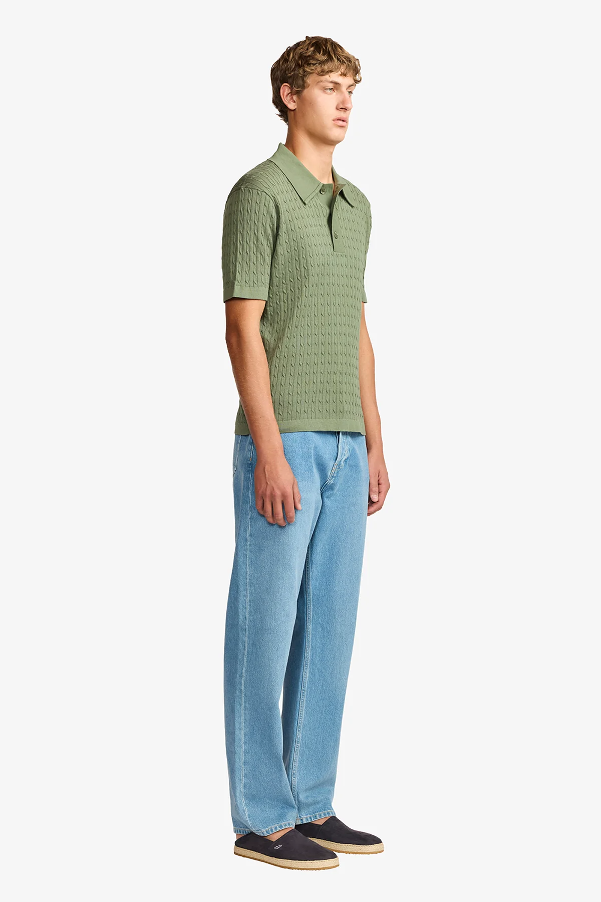 Evan olive knitted cable Polo - Image 5