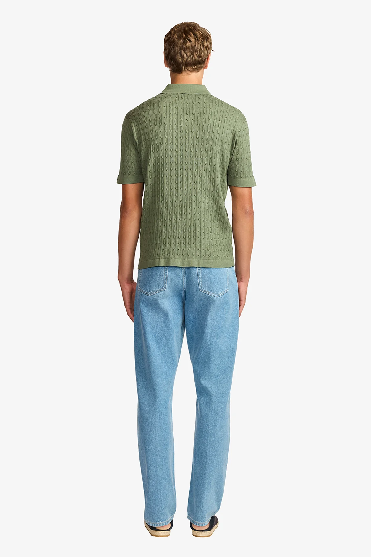 Evan olive knitted cable Polo - Image 6