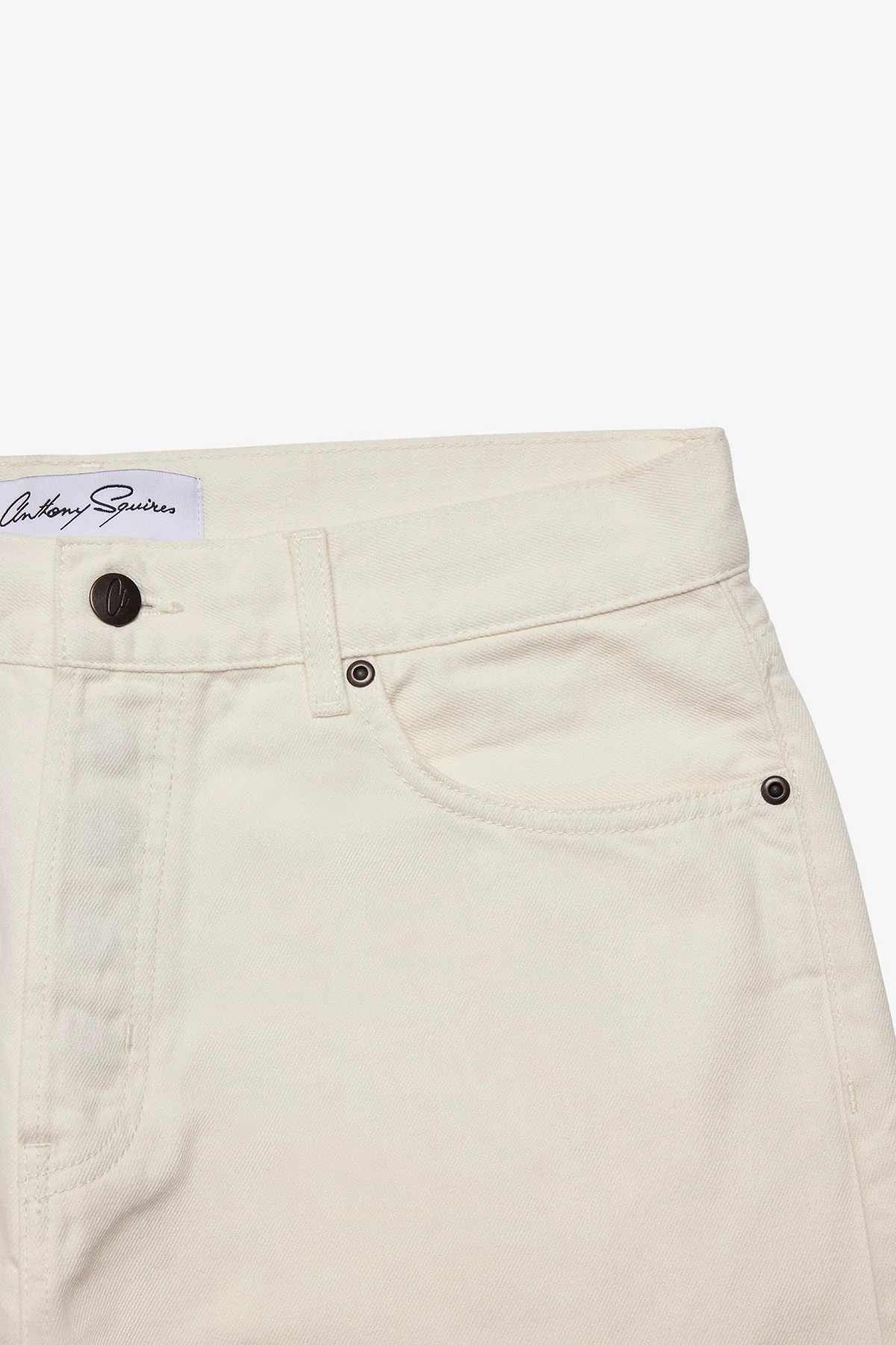 Five pocket denim pant in off-white twill - Image 3