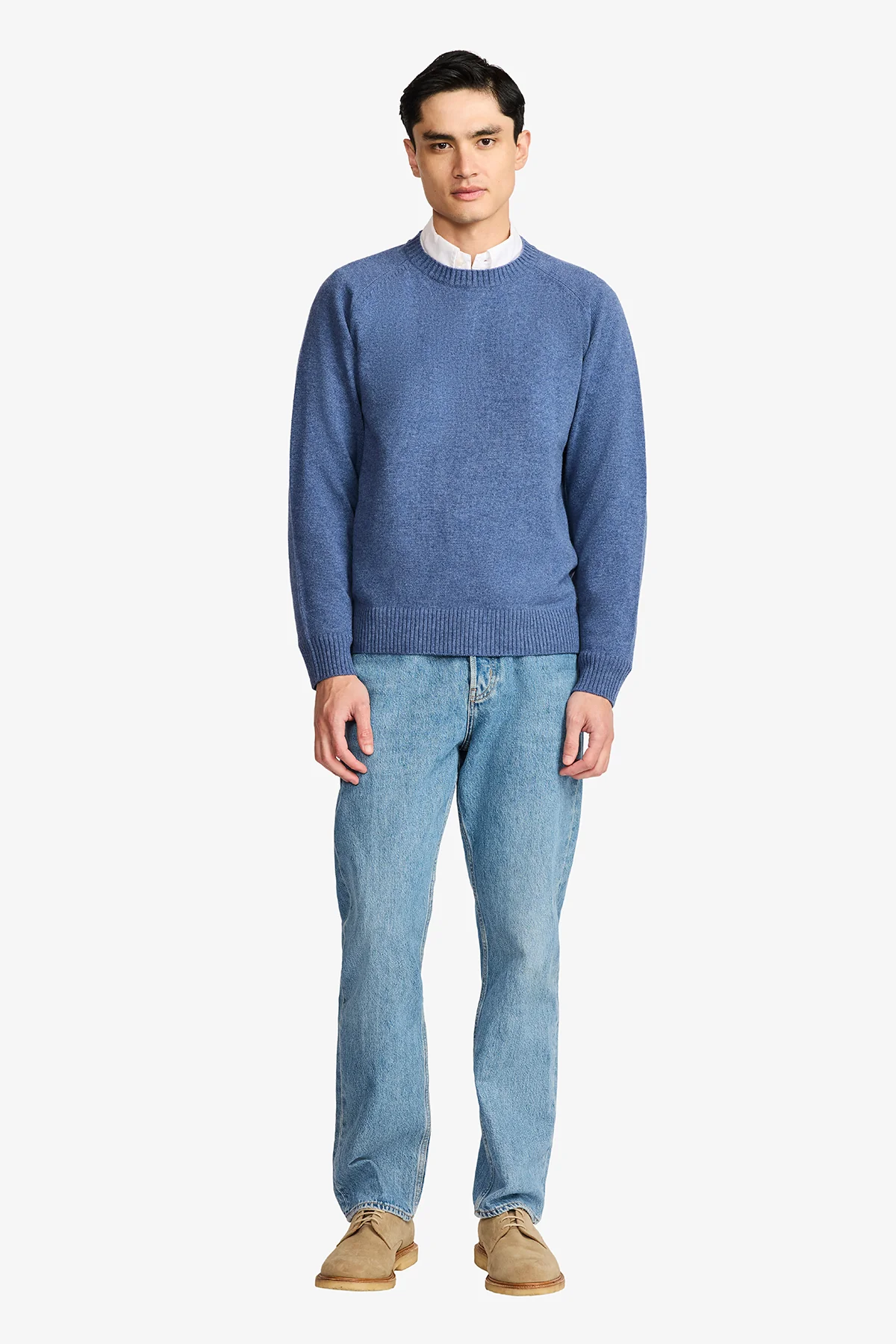 Harlan Mid Blue Wool L/S Raglan - Image 2