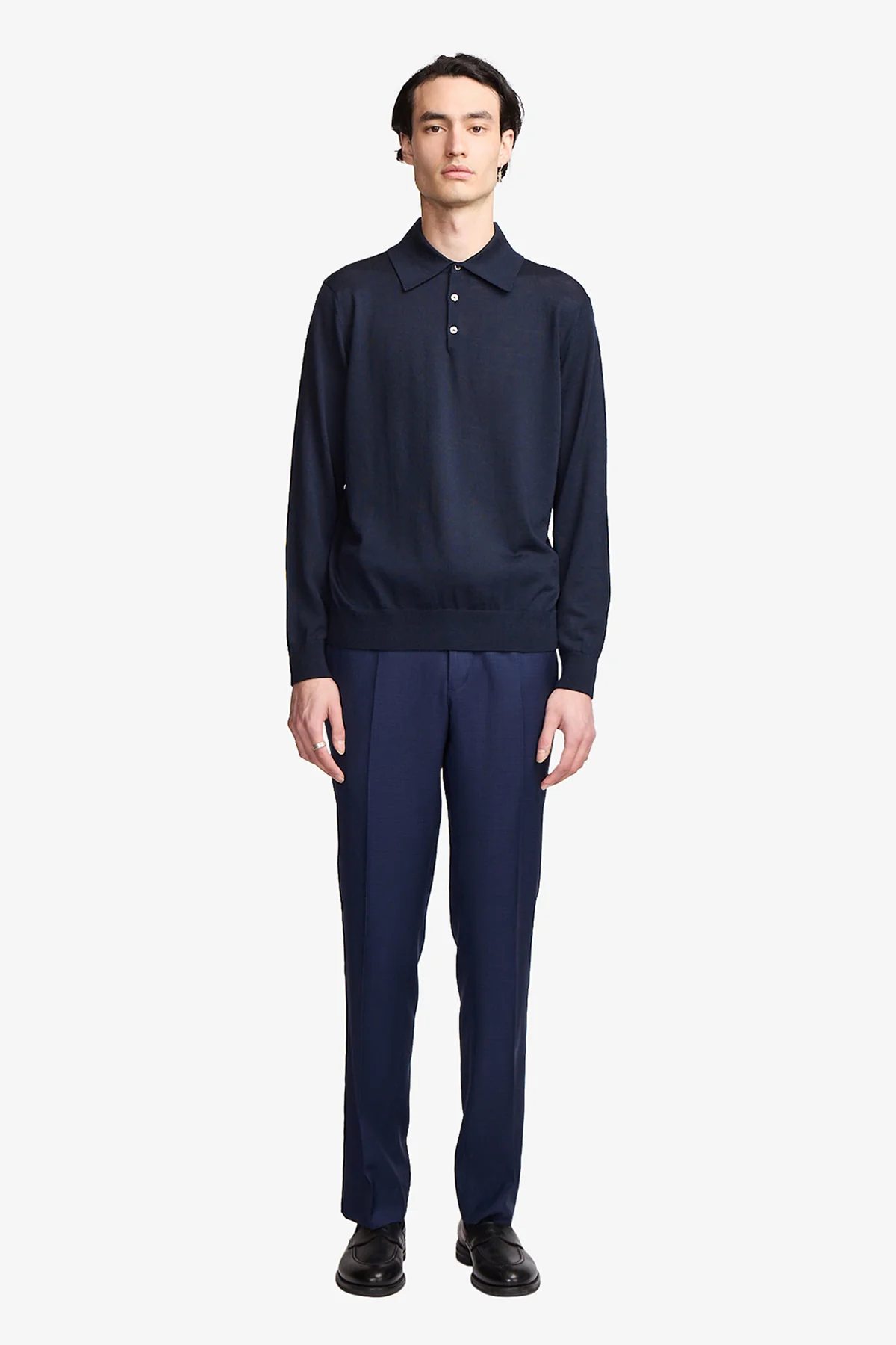 Kelvin navy L/S knit polo - Image 2