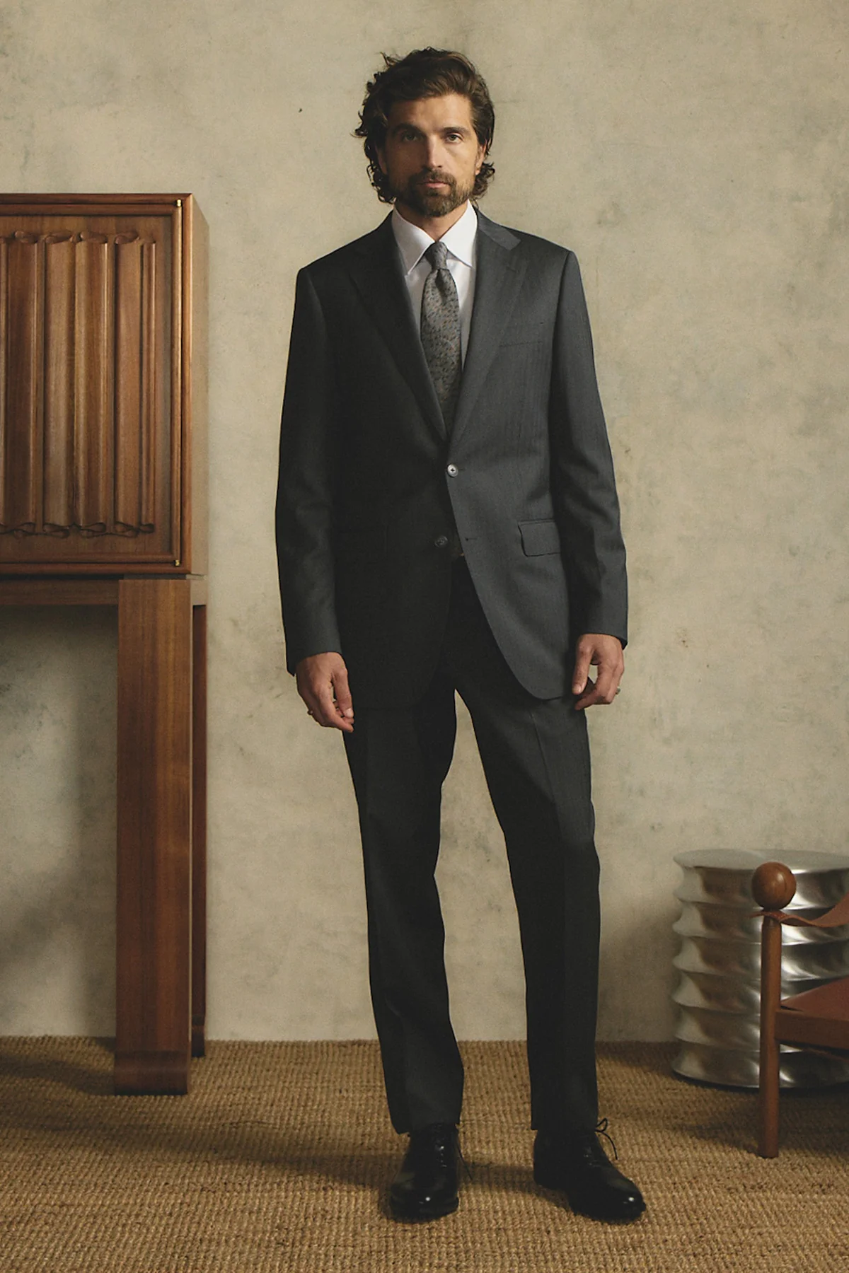 Kennedy Super 120's, charcoal herringbone - Image 11