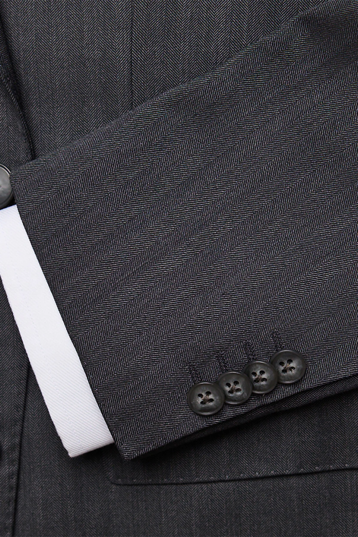 Kennedy Super 120's, charcoal herringbone - Image 4