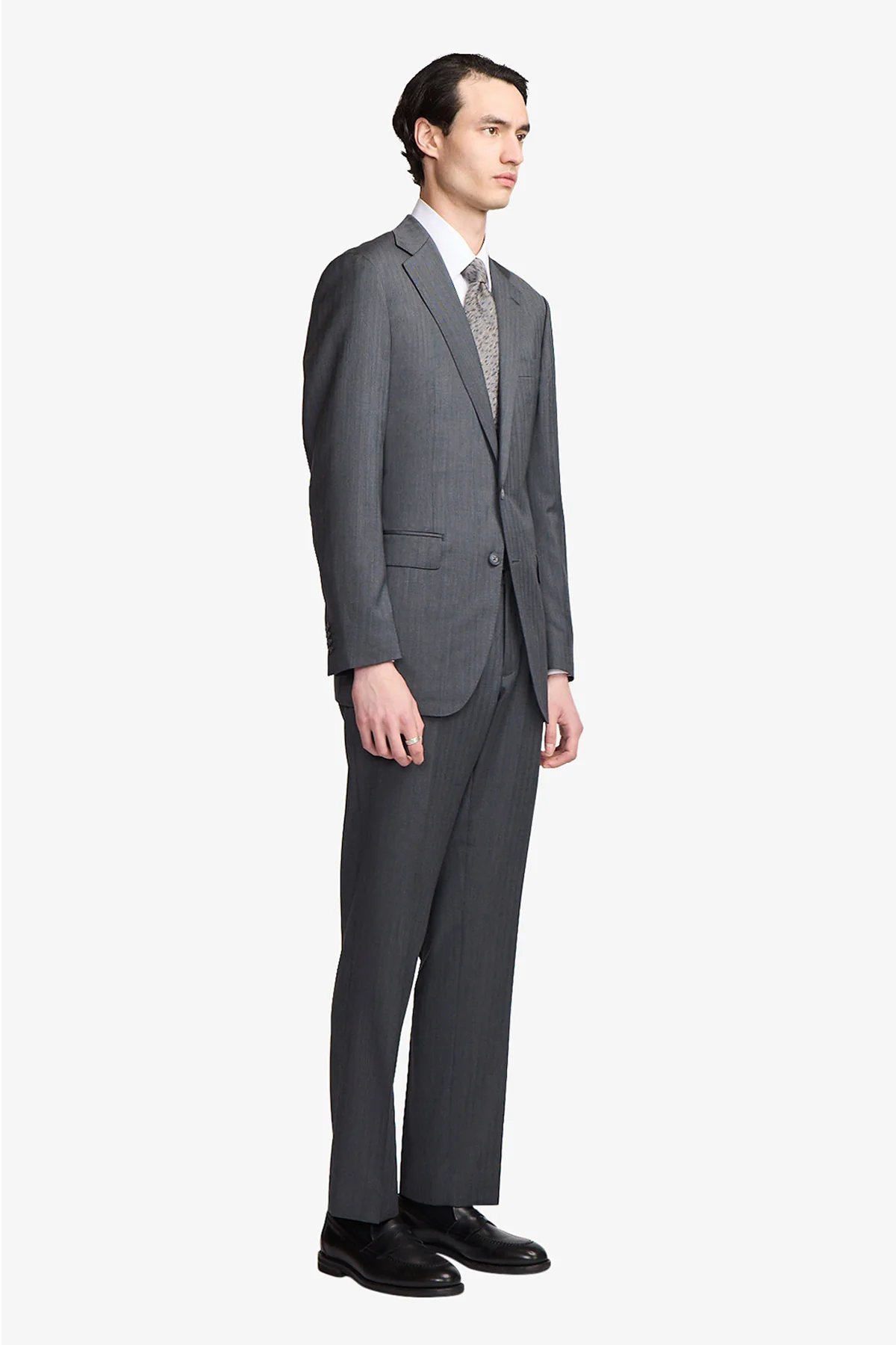Kennedy Super 120's, charcoal herringbone - Image 9