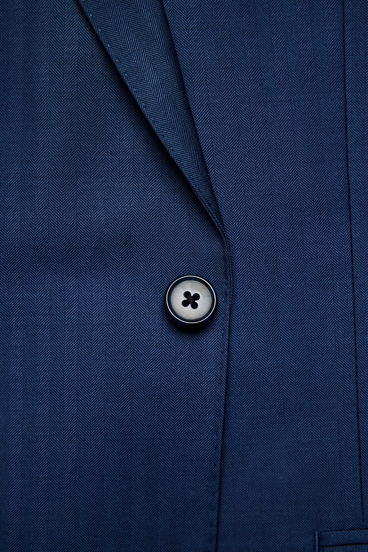 Kennedy Suit - Blue Herringbone in Pure Wool, Super 120's - Image 4