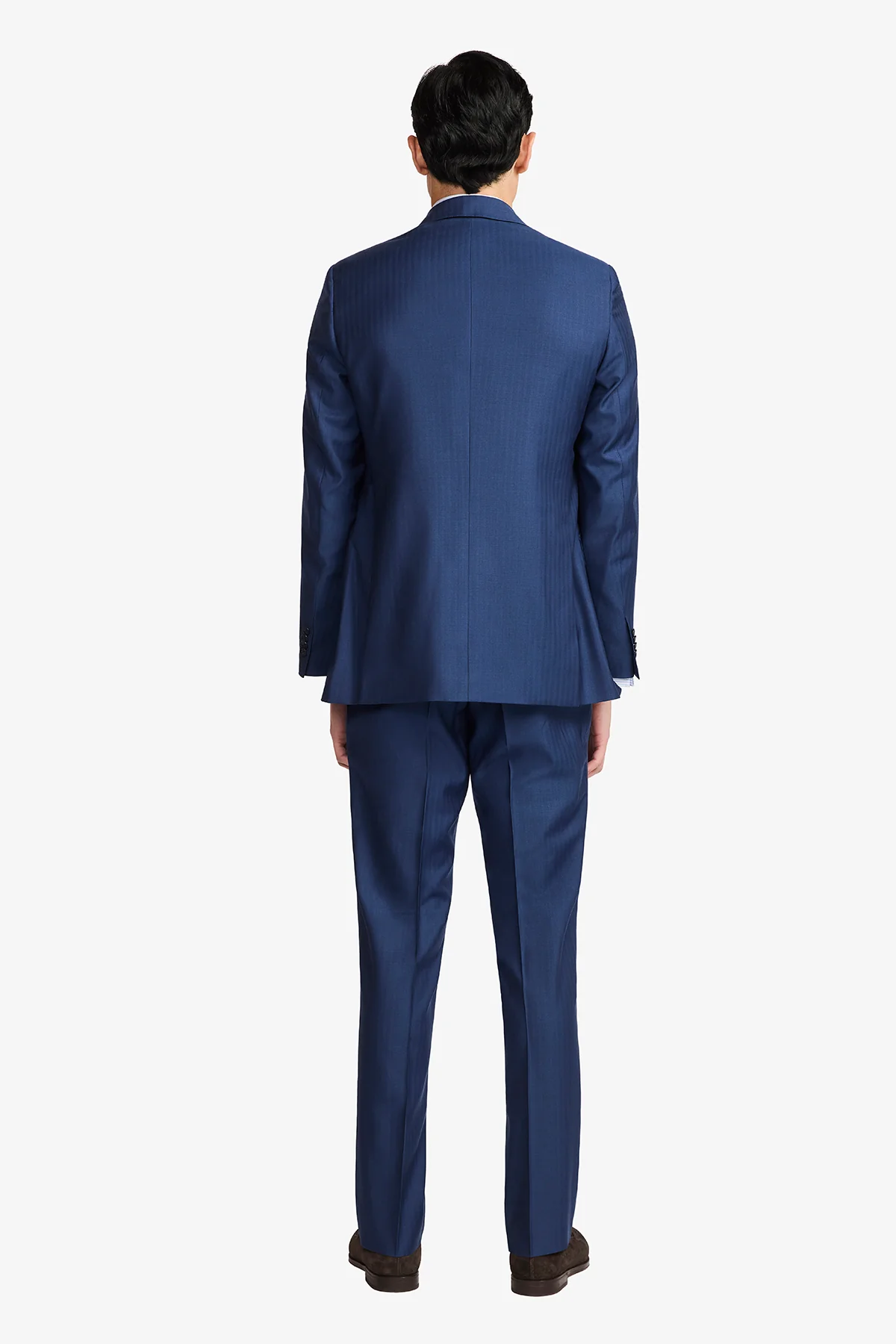 Kennedy Suit - Blue Herringbone in Pure Wool, Super 120's - Image 8