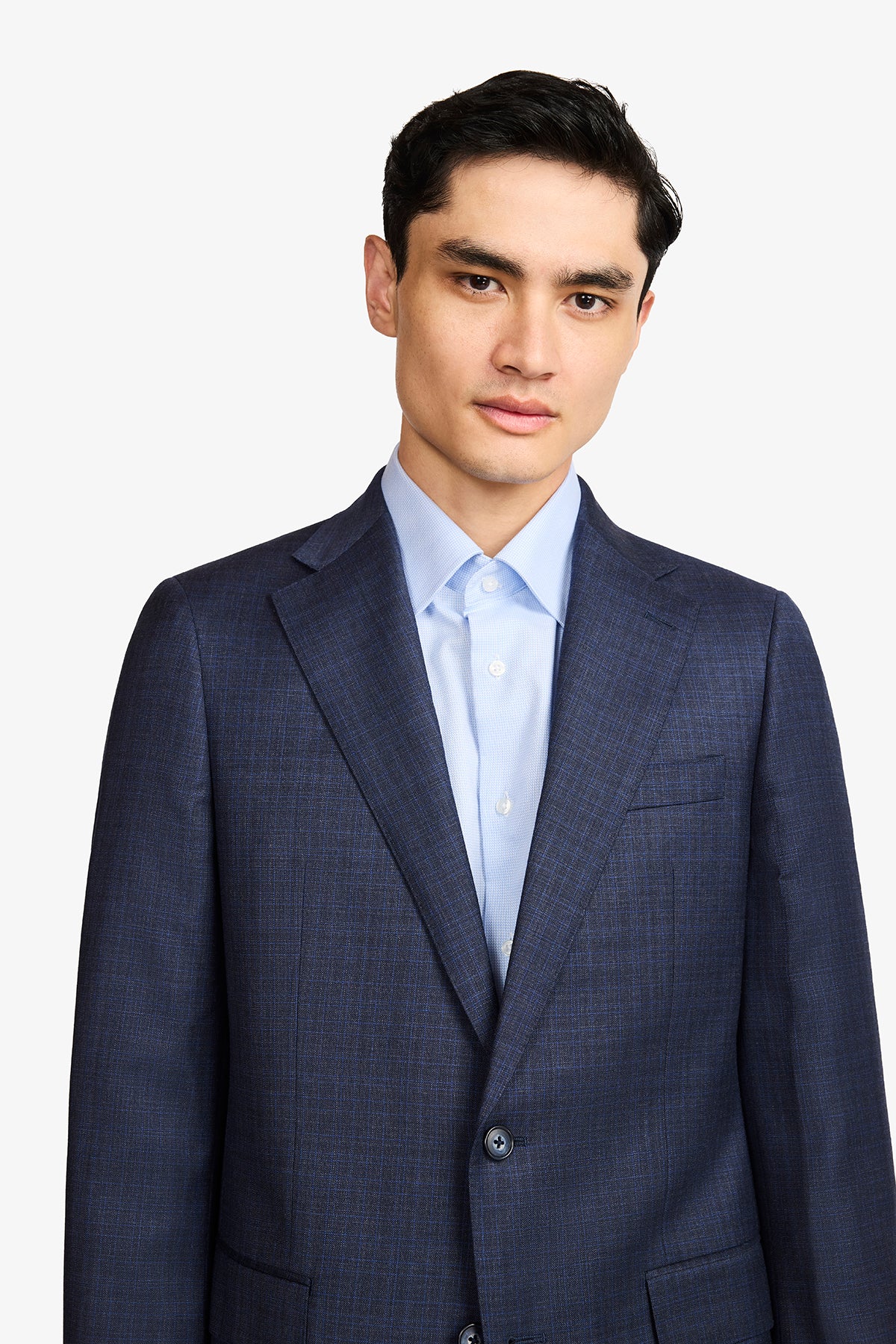 Kennedy Suit - Blue Tonal Multicheck In Pure Wool, Super 110's - Image 9