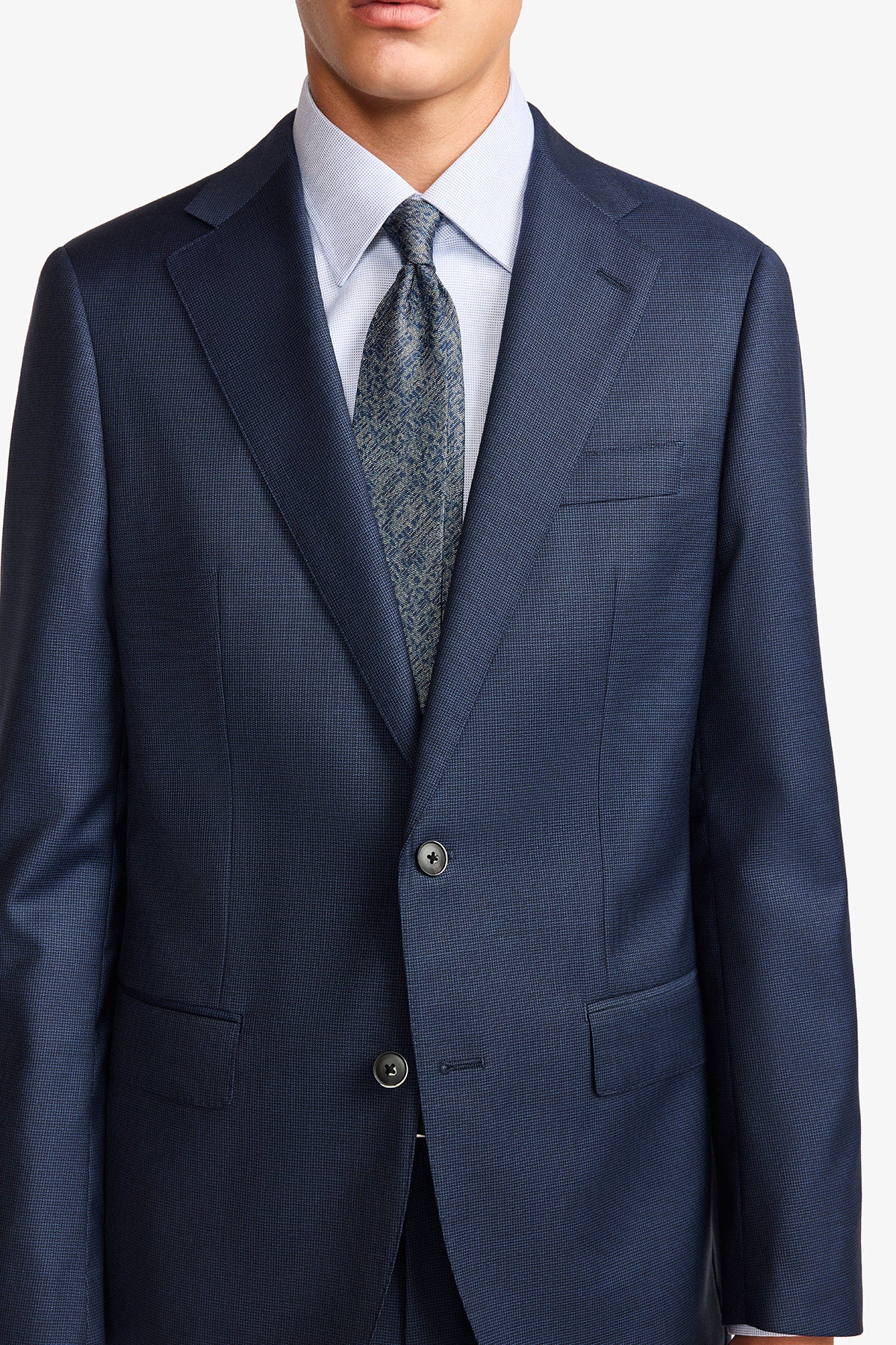 Kennedy suit - Mid blue microdesign, in pure wool super 110's - Image 11