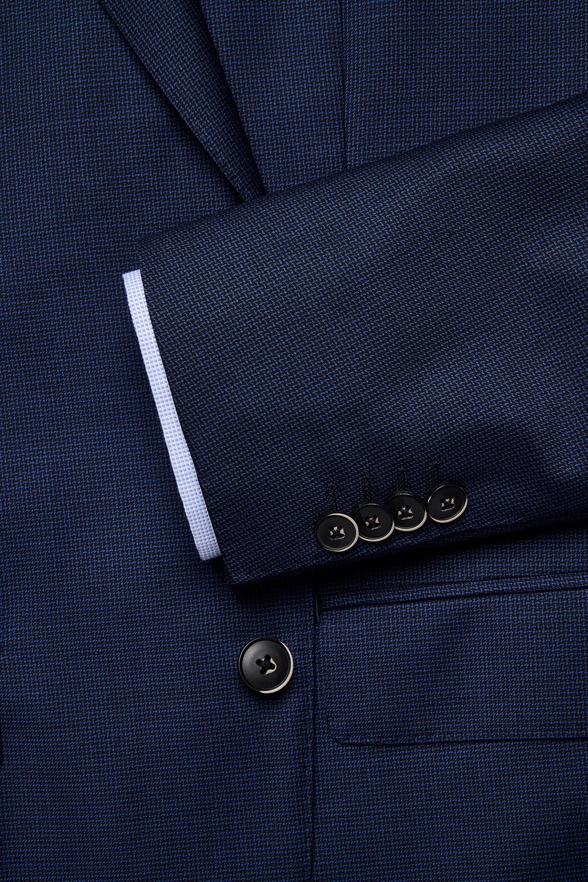 Kennedy suit - Mid blue microdesign, in pure wool super 110's - Image 5