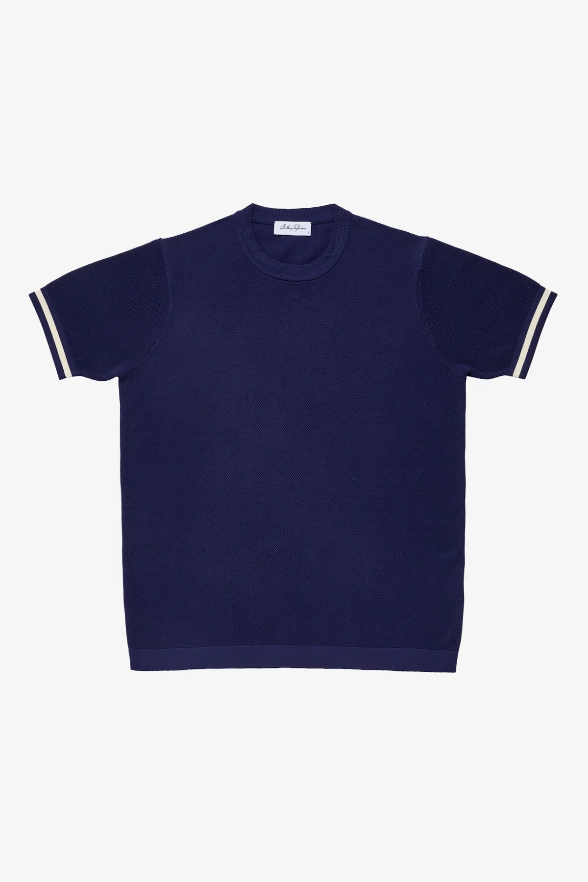 Knitted crew neck tee - Blue supima cotton