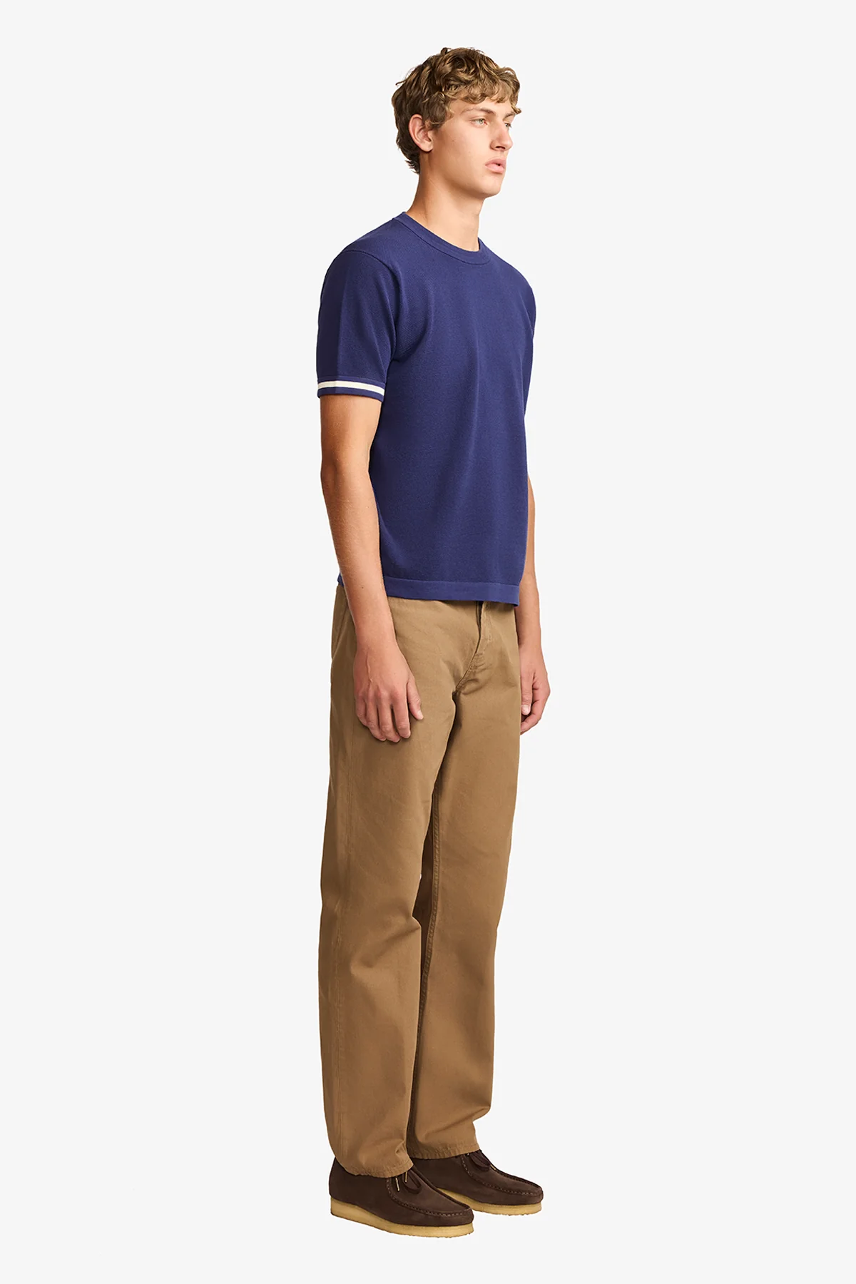 Knitted crew neck tee - Blue supima cotton - Image 6