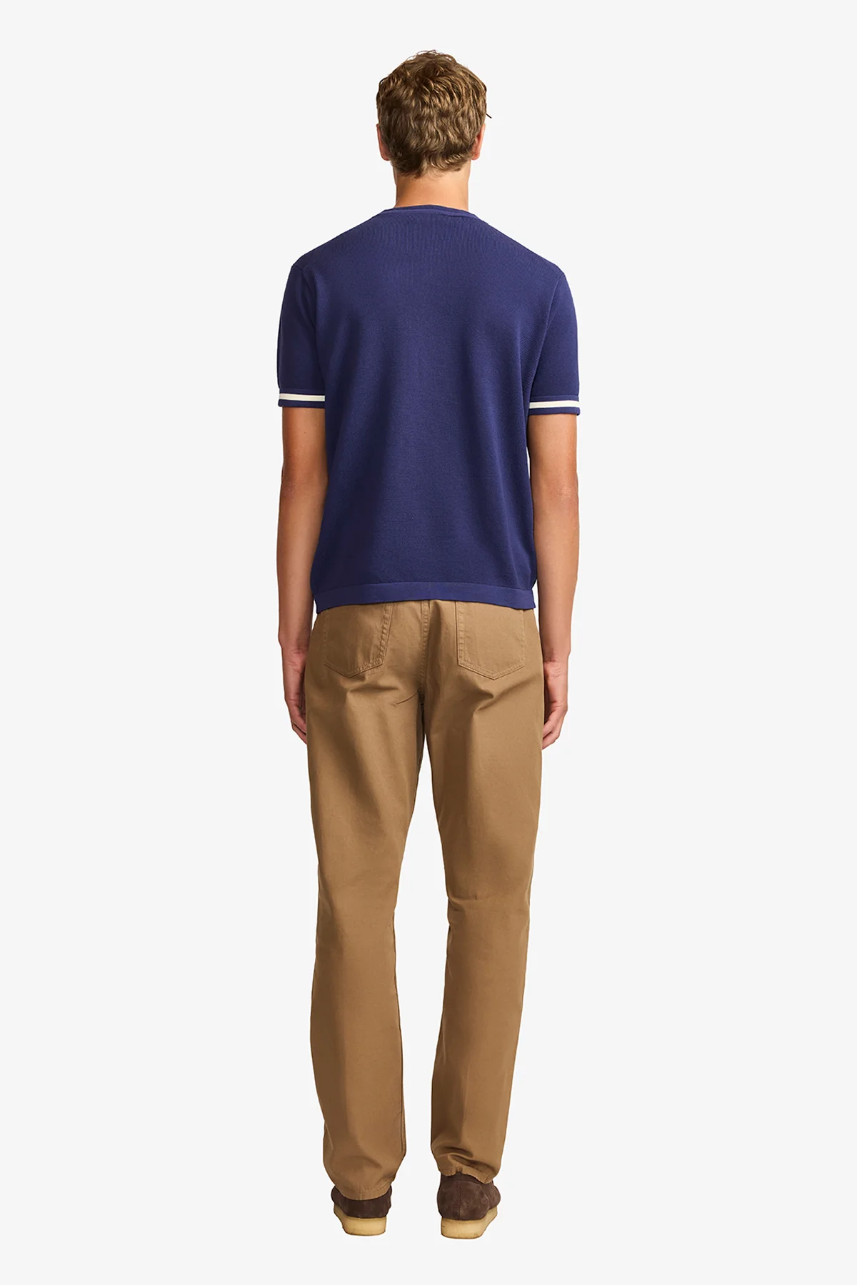 Knitted crew neck tee - Blue supima cotton - Image 7