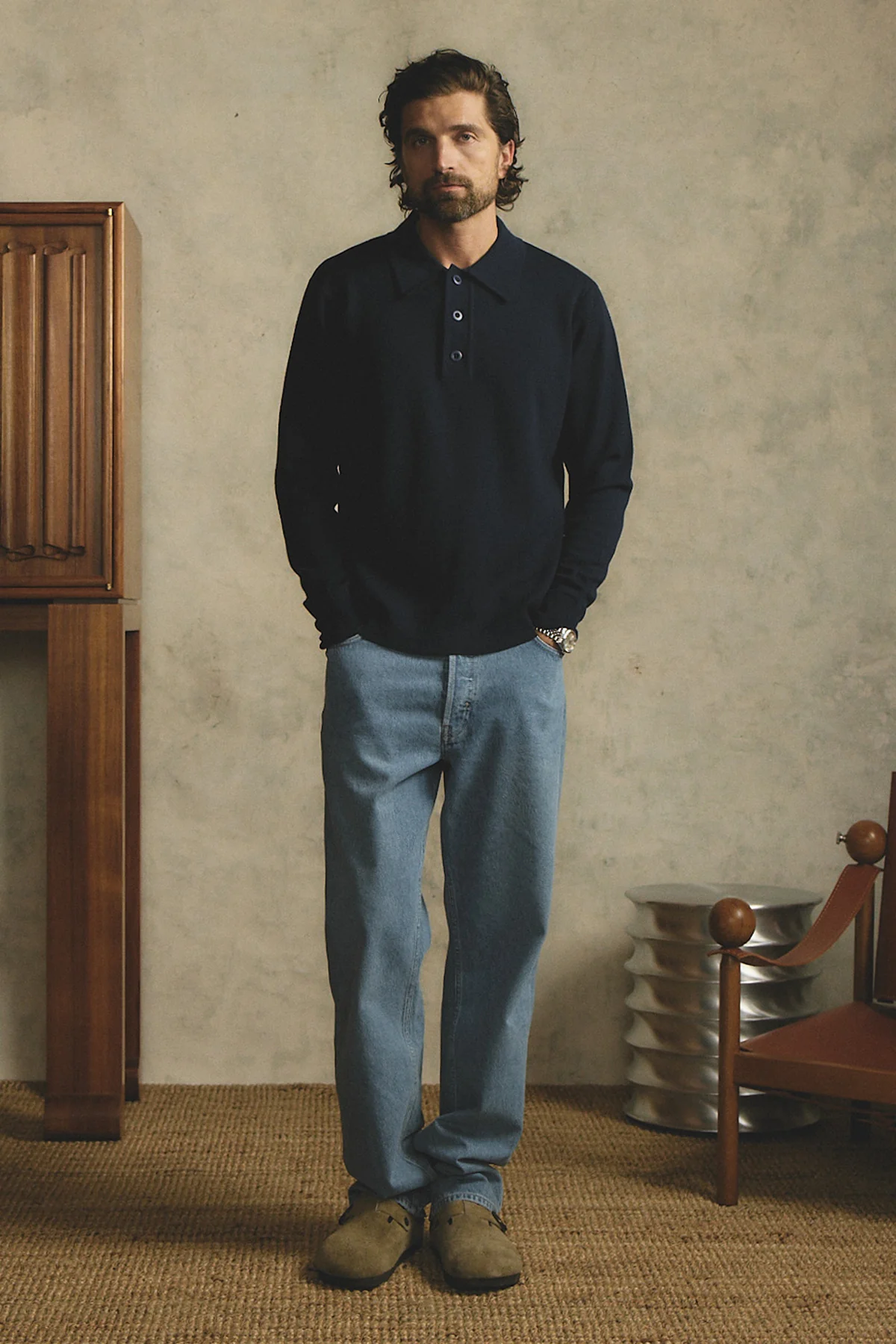 Heavy weight blue L/S polo - Image 5