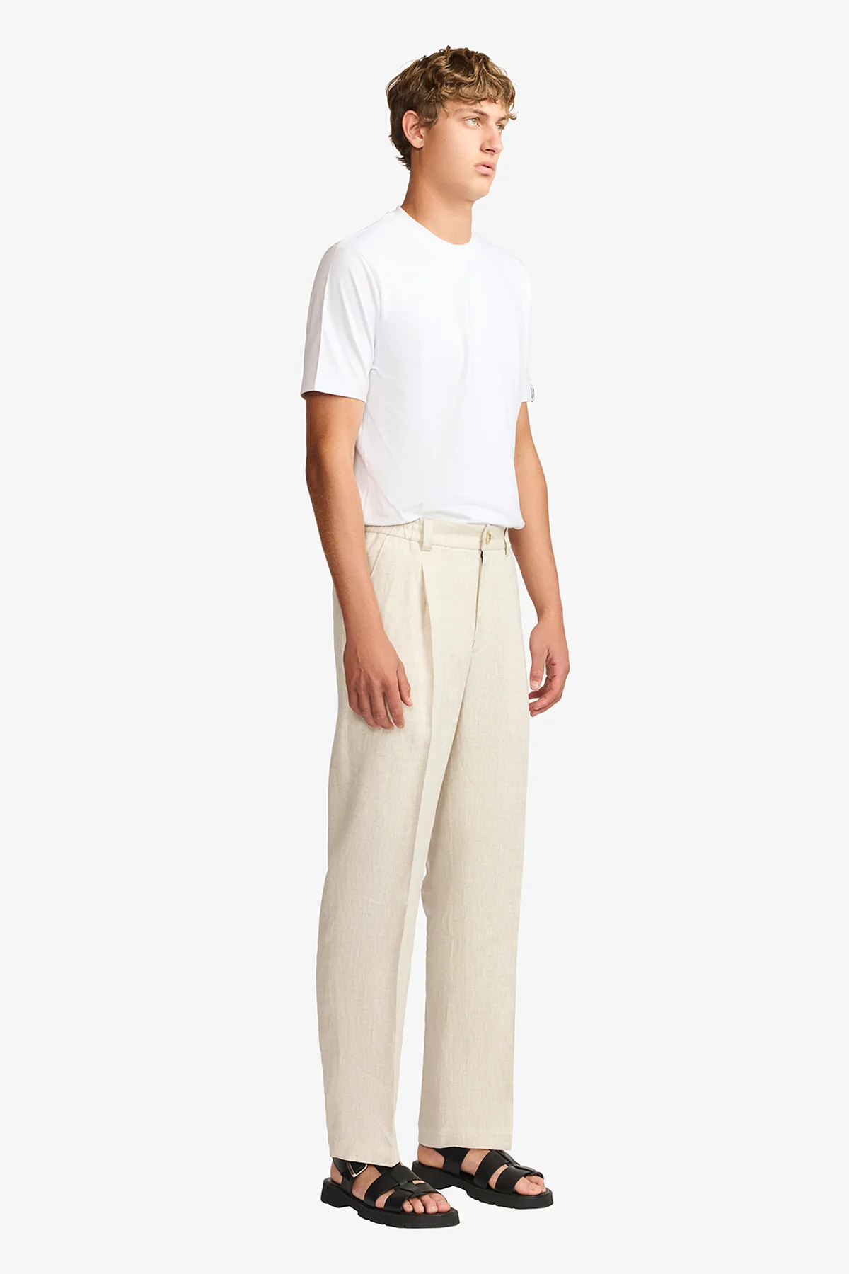 Lounge pant in sand linen - Image 6