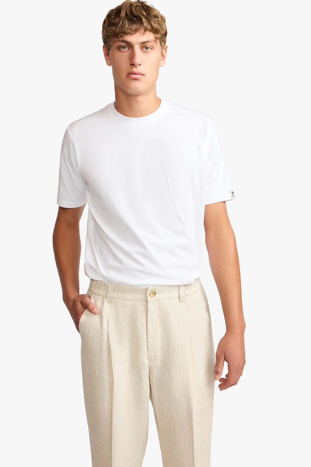 Lounge pant in sand linen - Image 8