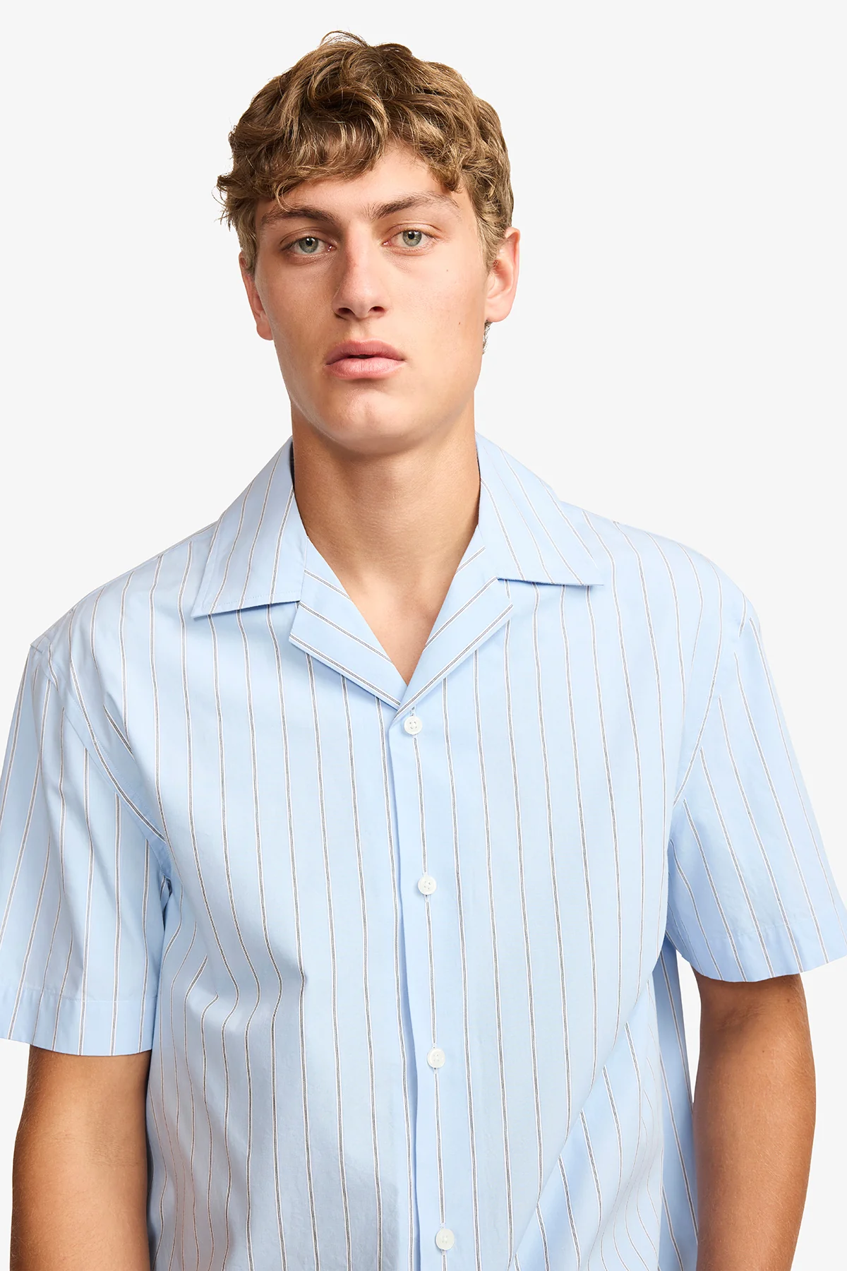 Ly blue stripe poplin S/S shirt - Image 7