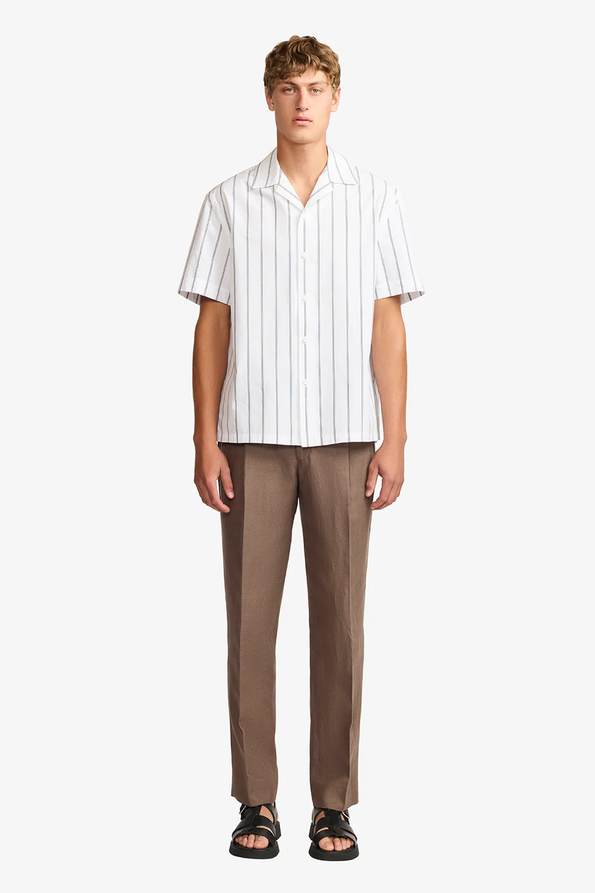 Ly white stripe poplin S/S shirt - Image 2