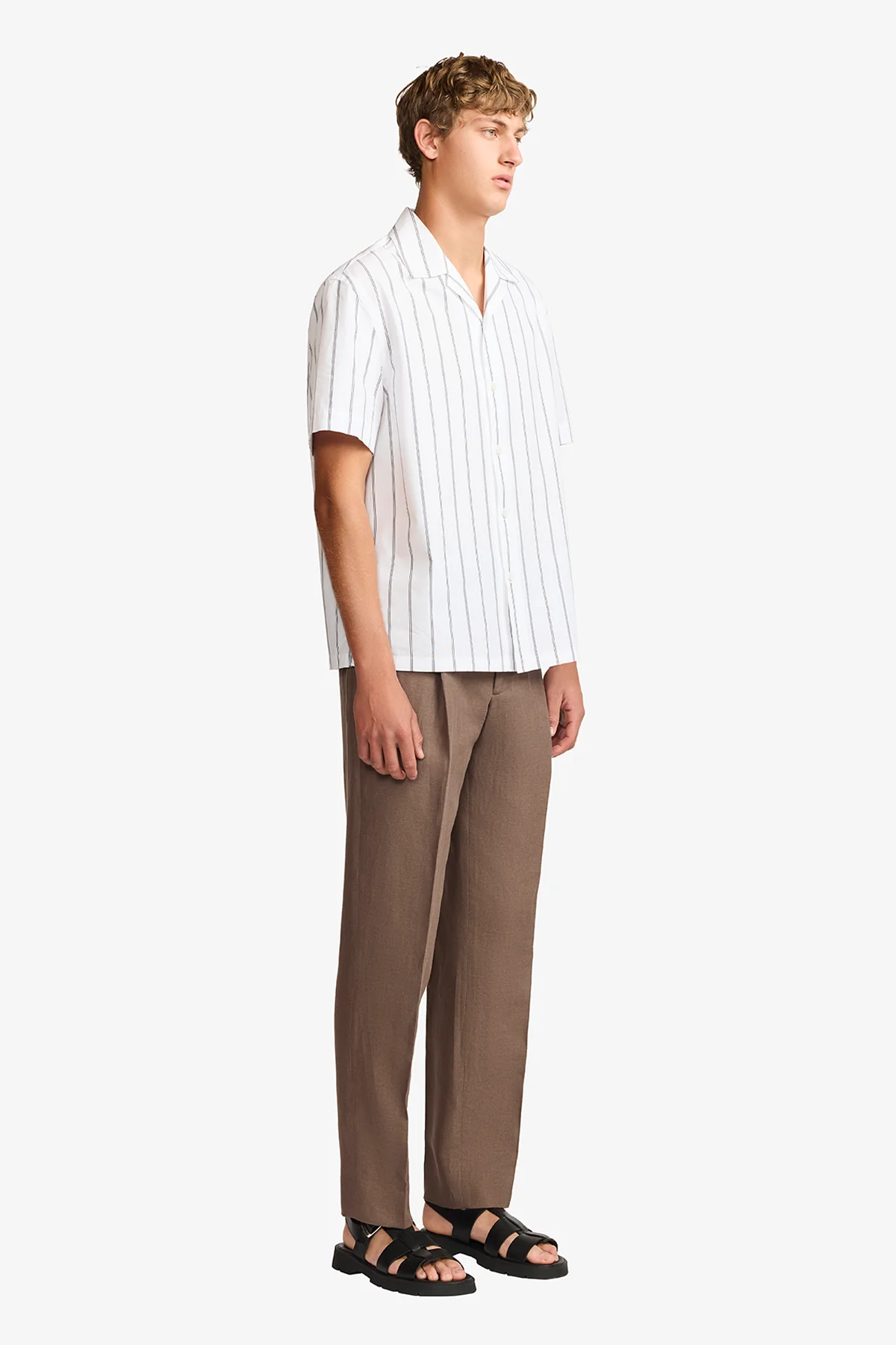 Ly white stripe poplin S/S shirt - Image 5
