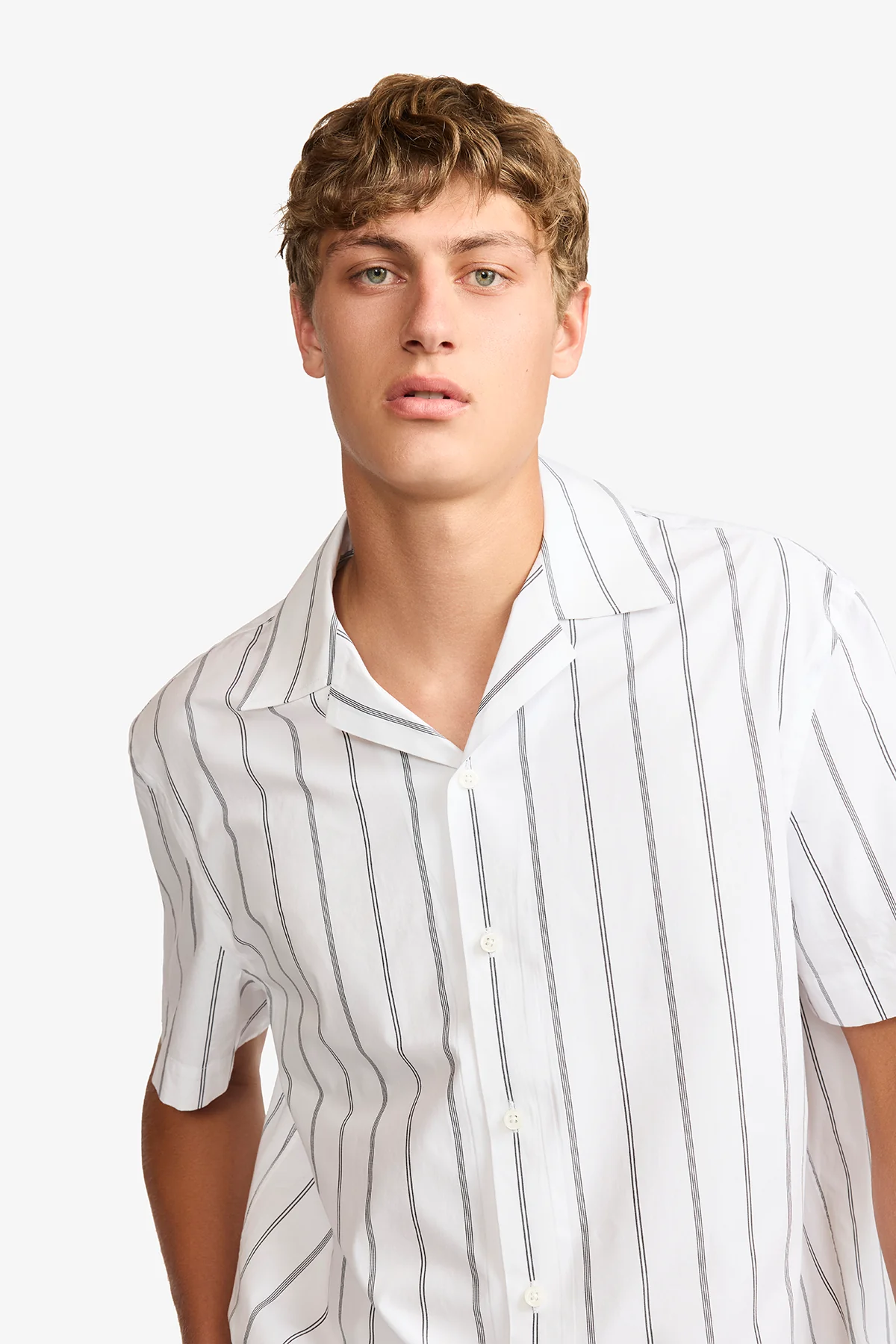 Ly white stripe poplin S/S shirt - Image 9