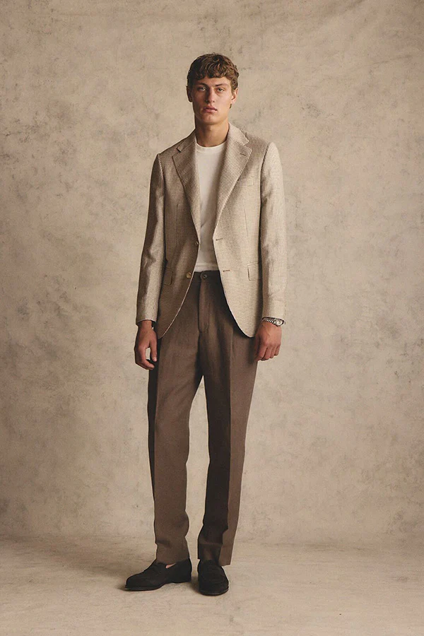 Marcus blazer - Wool/linen in brown houndstooth - Image 11