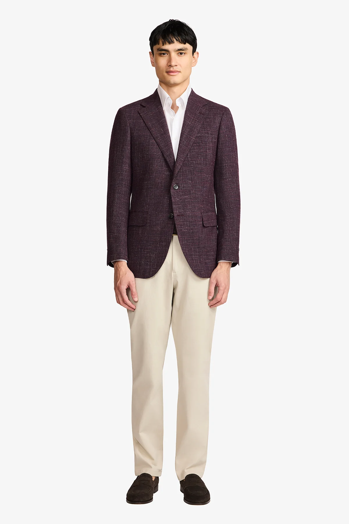 Marcus Blazer - Wool/Linen In Burgundy With Textured Slub Effect - Image 2