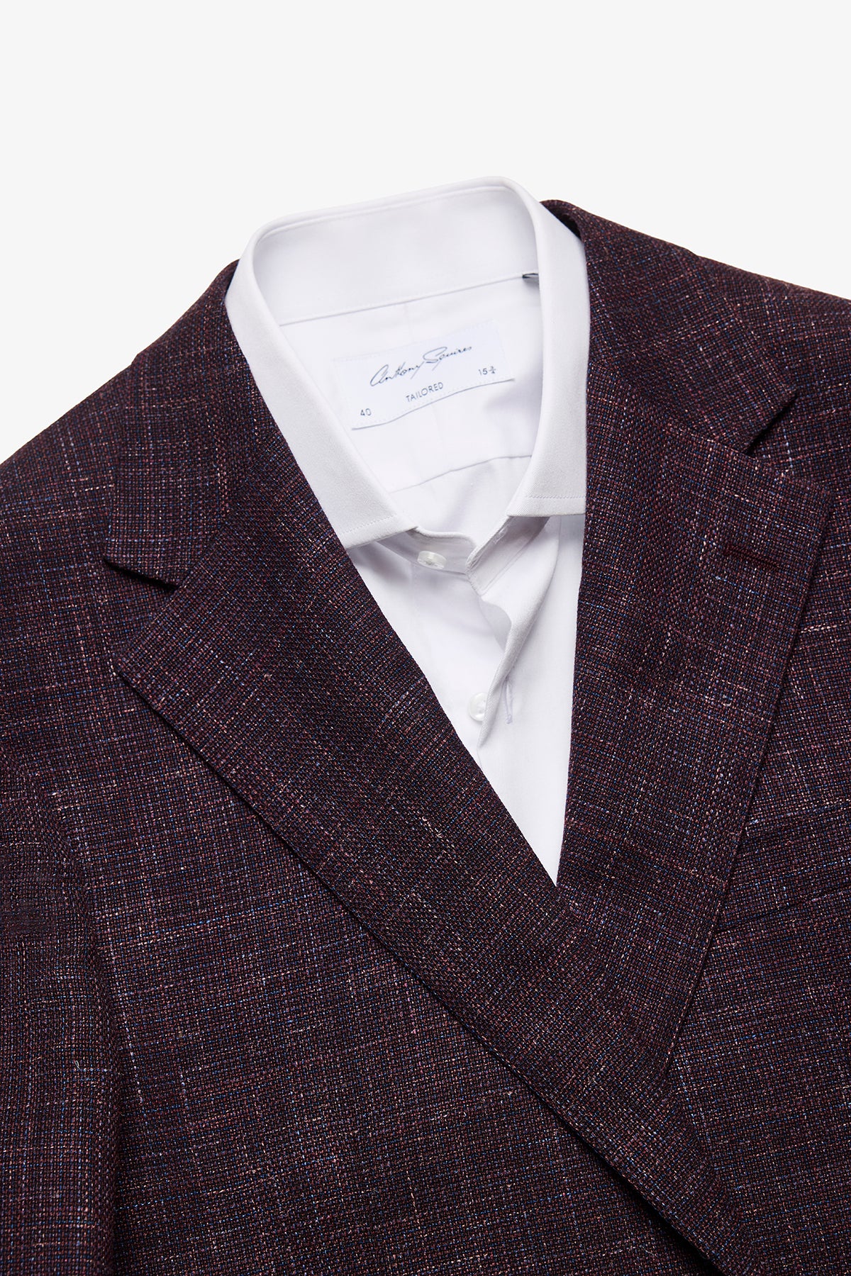 Marcus Blazer - Wool/Linen In Burgundy With Textured Slub Effect - Image 3