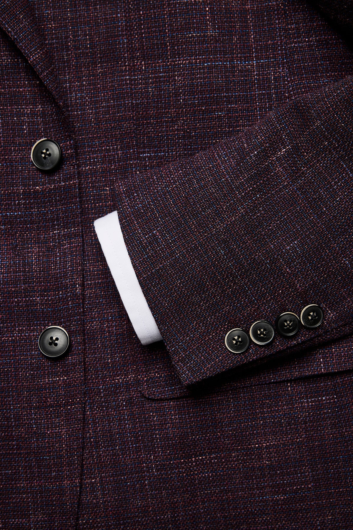 Marcus Blazer - Wool/Linen In Burgundy With Textured Slub Effect - Image 4