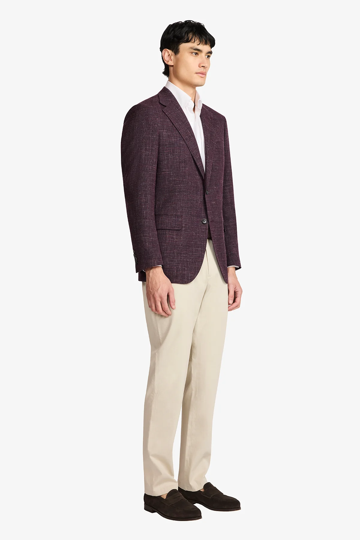 Marcus Blazer - Wool/Linen In Burgundy With Textured Slub Effect - Image 6