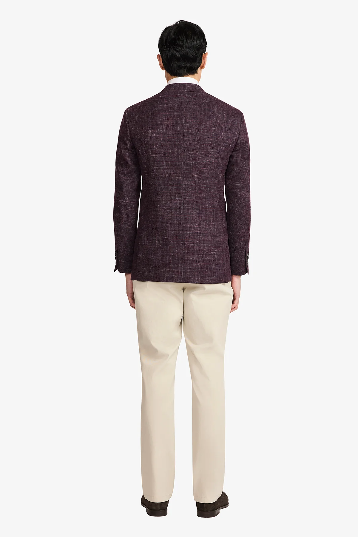 Marcus Blazer - Wool/Linen In Burgundy With Textured Slub Effect - Image 7