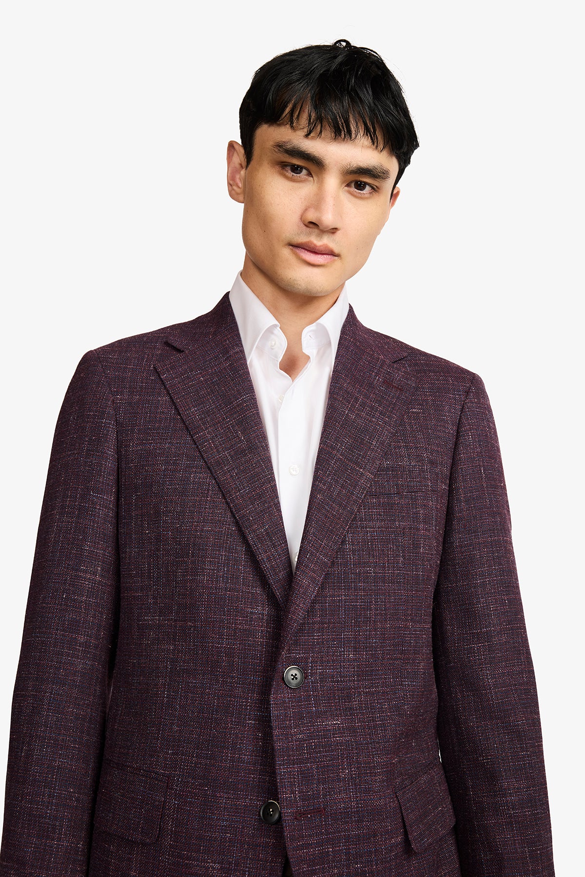 Marcus Blazer - Wool/Linen In Burgundy With Textured Slub Effect - Image 9
