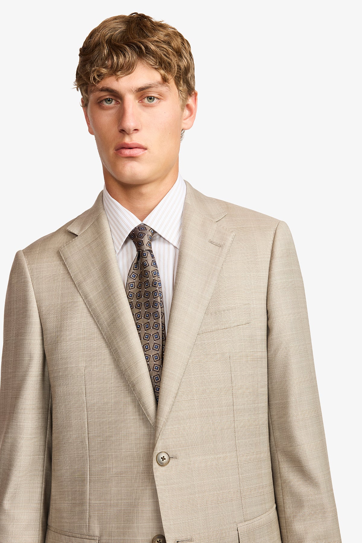 Mateo suit - Fawn tonal Prince of Wales check, in pure wool, super 110's - Image 10